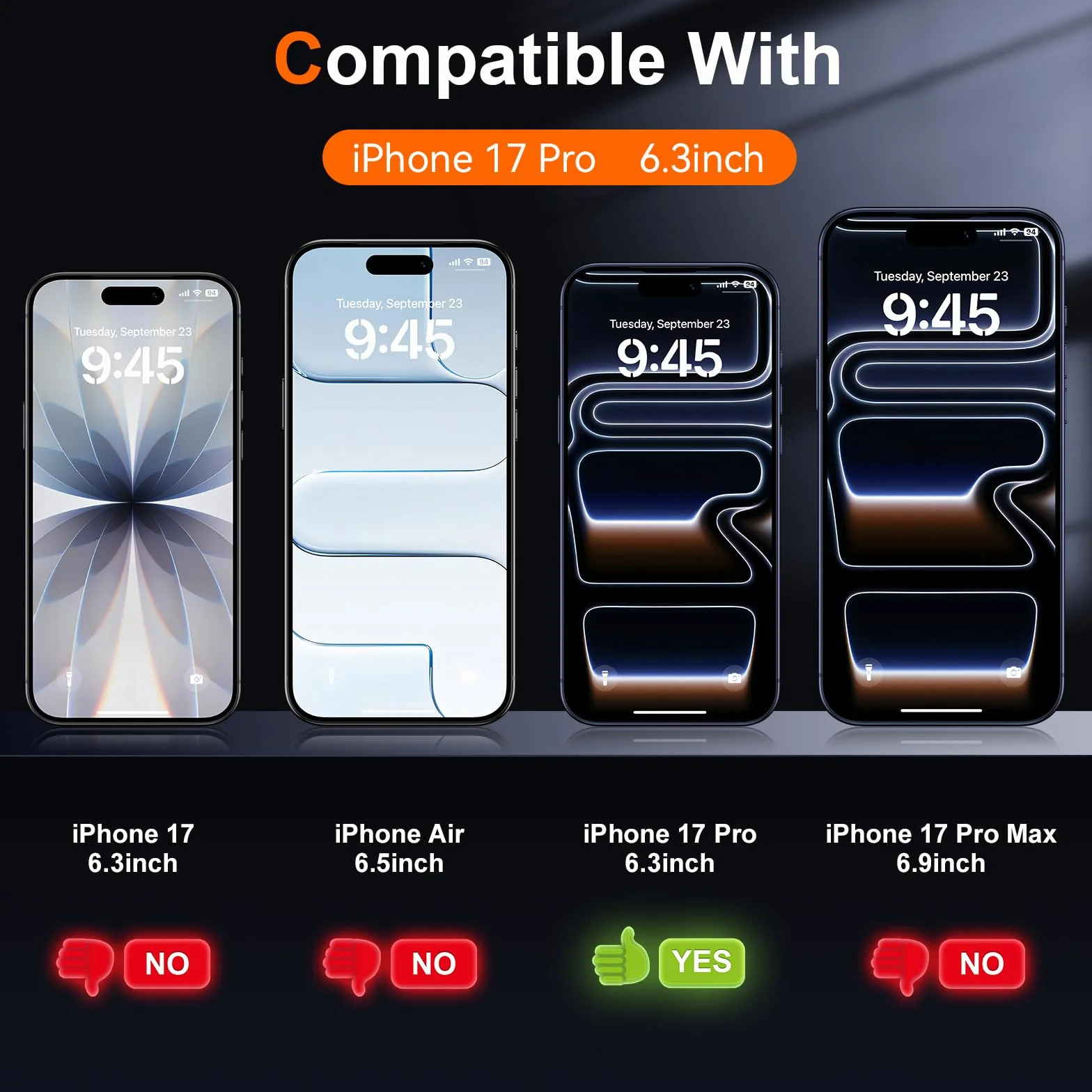 2 Sztuki Ochraniacz Ekranu Matowe do iPhone 17 Pro 6,3” – 9H Szkło Hartowane, Bezbąbelkowy, z Narzędziem Montażowym, Antyodblask i Antyodcisk