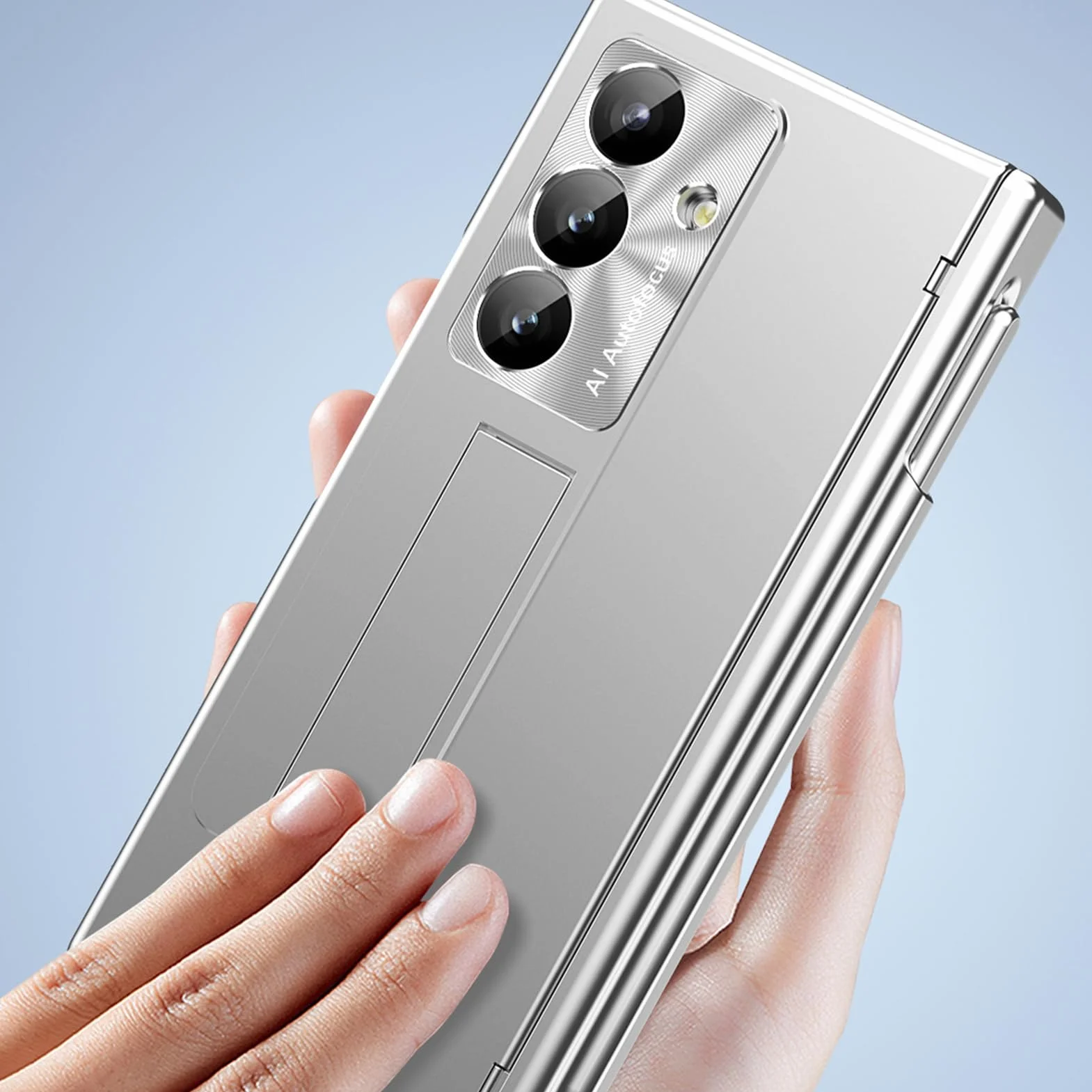 Poszycie etui do Samsung Galaxy Z Fold 8 Ultra, modny zawias uchwyt na długopis | Osłona ekranu ze szkła hartowanego Odporna na zarysowania osłona obiektywu Zawias podpórka