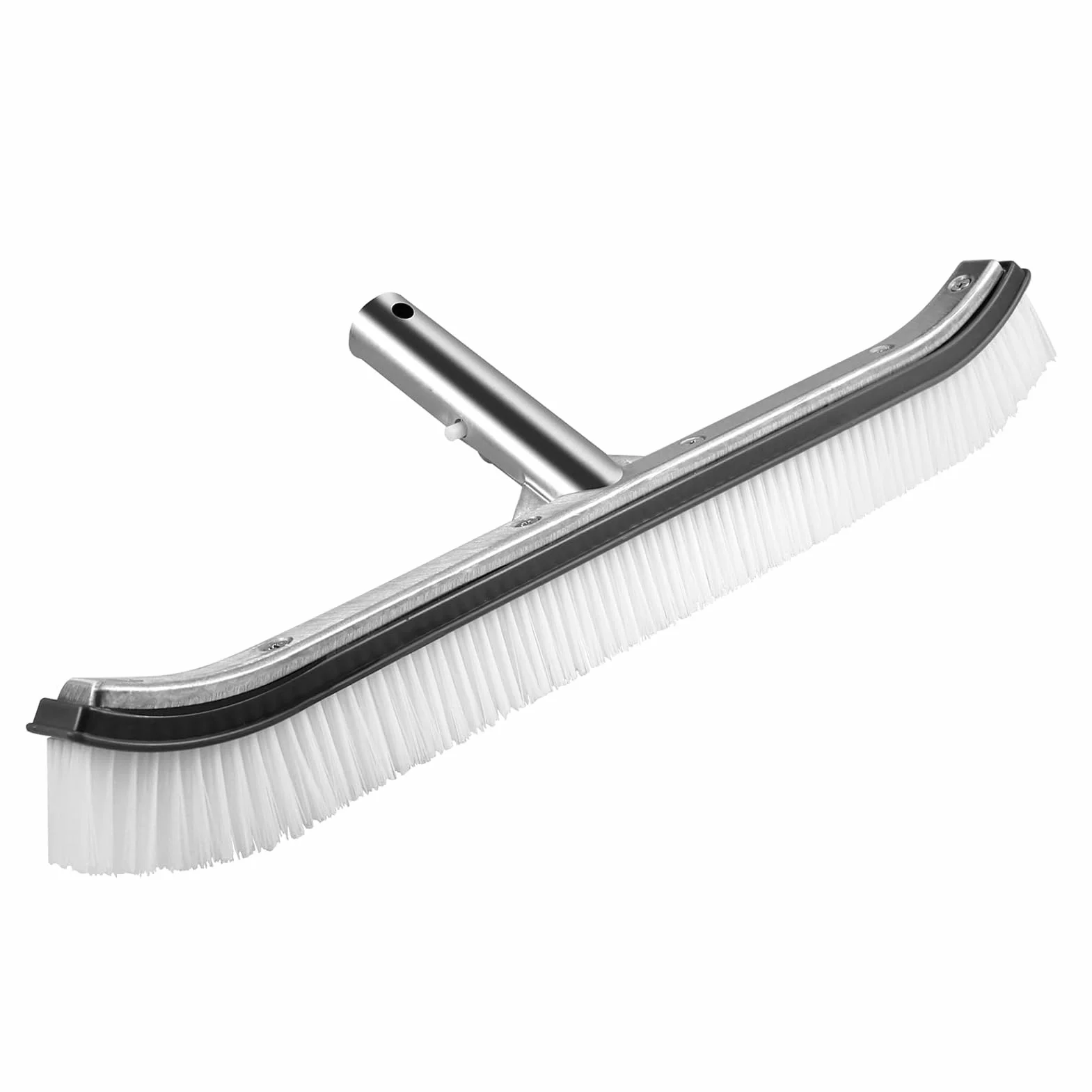 VABNEER Szczotka do basenu 45 cm trwała plastikowa głowica z aluminiowym uchwytem i spodem do basenu, stawu, spa, gorących źródeł, wanny, ściany, płytki, podłogi (szary)