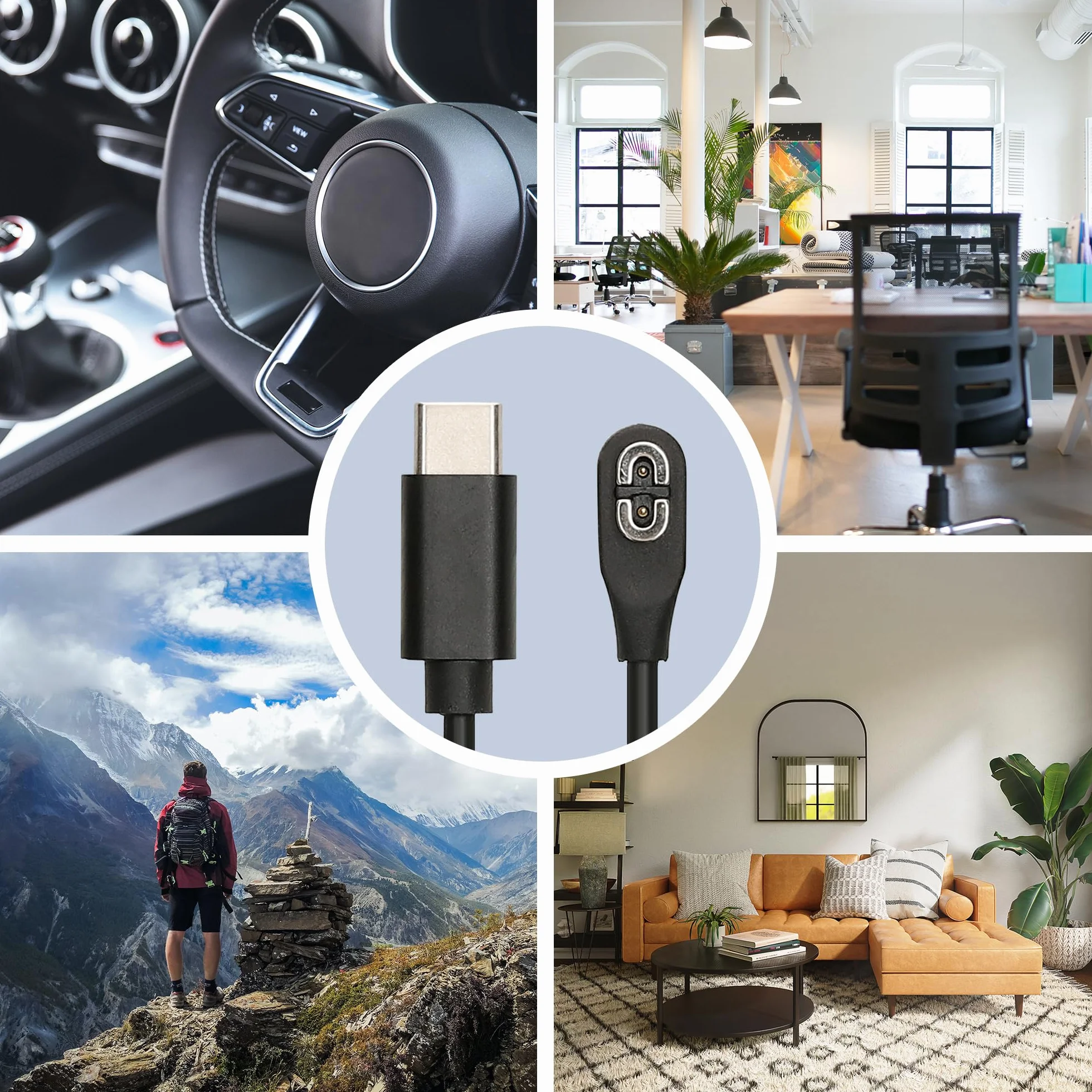 kwmobile Kabel do ładowania USB typu c kompatybilny z Shokz Aeropex AS800 / OpenRun/OpenRun Pro Mini/OpenComm ASC100SG - kabel do smartwatcha - w kolorze czarnym