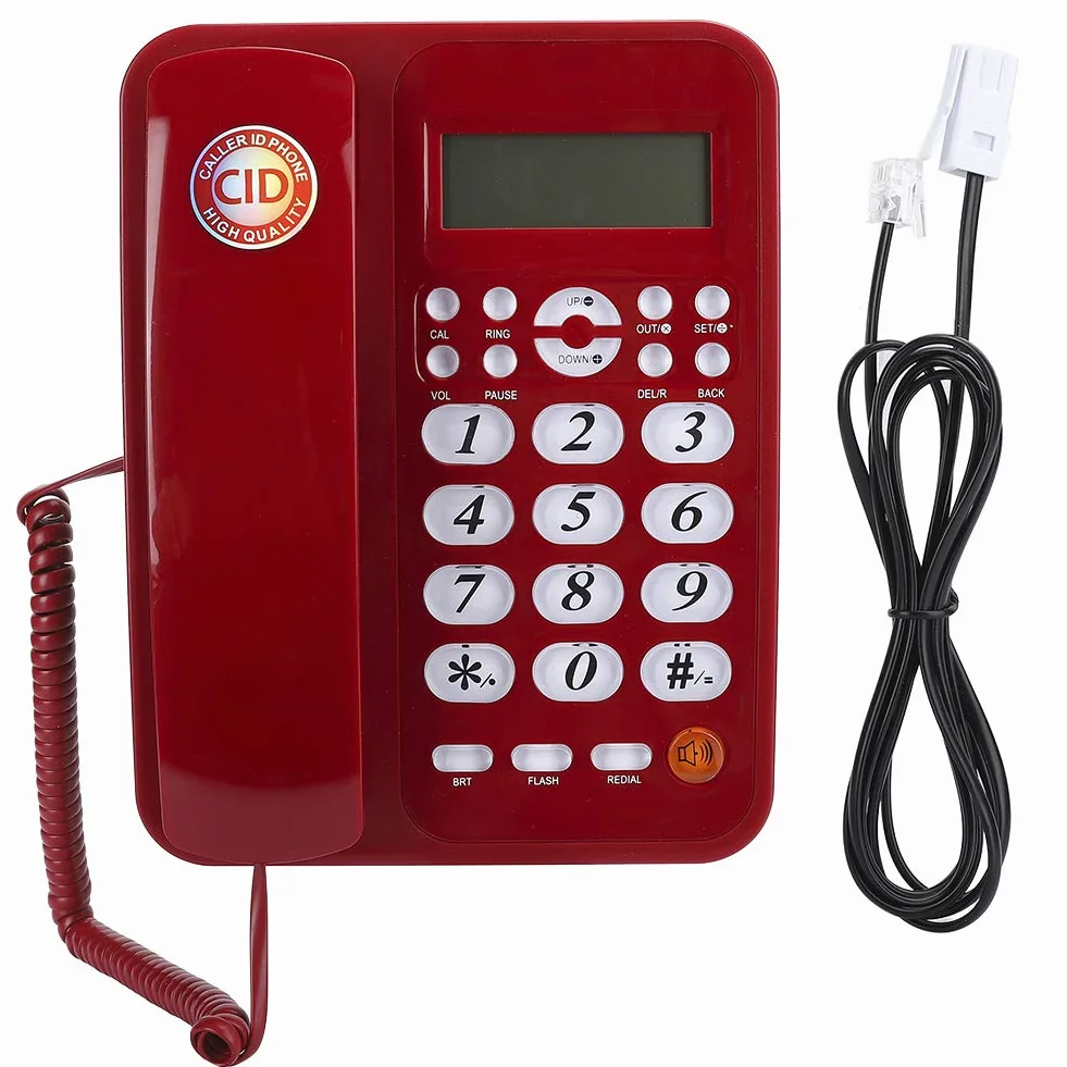 Telefon przewodowy, stacjonarny telefon stacjonarny, obsługa identyfikacji dzwoniącego, montaż naścienny, funkcja podwójnego systemu FSK i DTMF dla biura/domu/firmy