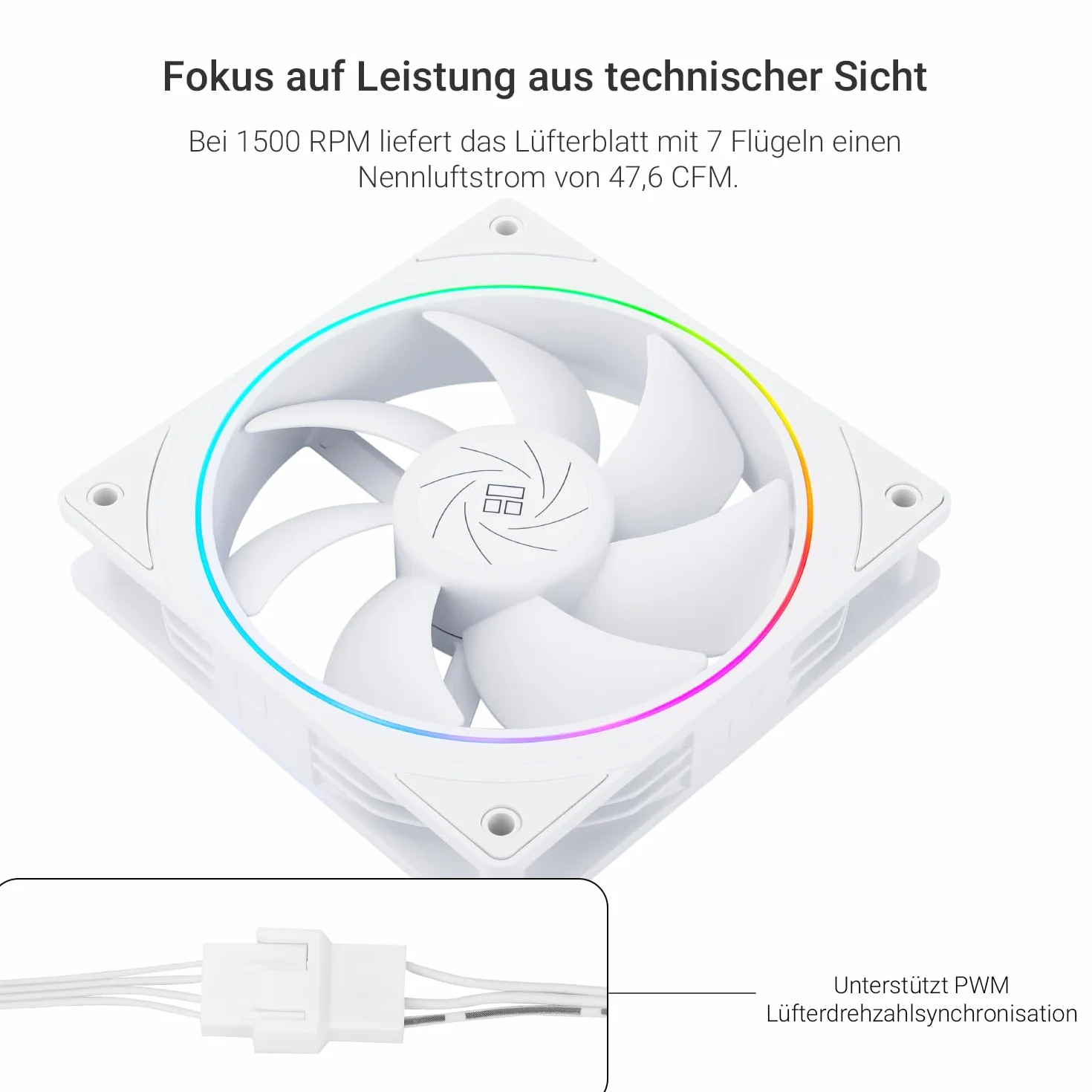 THERMALRIGHT Wentylator chłodzący CPU TL-S12W PWM do obudowy, efekt świetlny z delikatną ramką, 4-pinowe złącze PWM do komputera z ramką ARGB, prędkość 1500 obr./min (120 mm, 3 wentylatory)