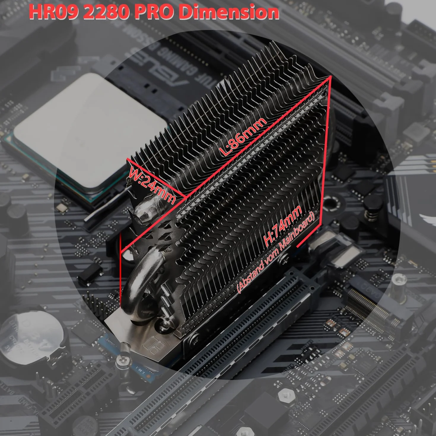 TR-Thermalright HR09 2280 Pro-M.2 SSD chłodnica, 6 mm Dual Heatpipe radiator do PS5/PC, kompatybilny z PCle 5.0