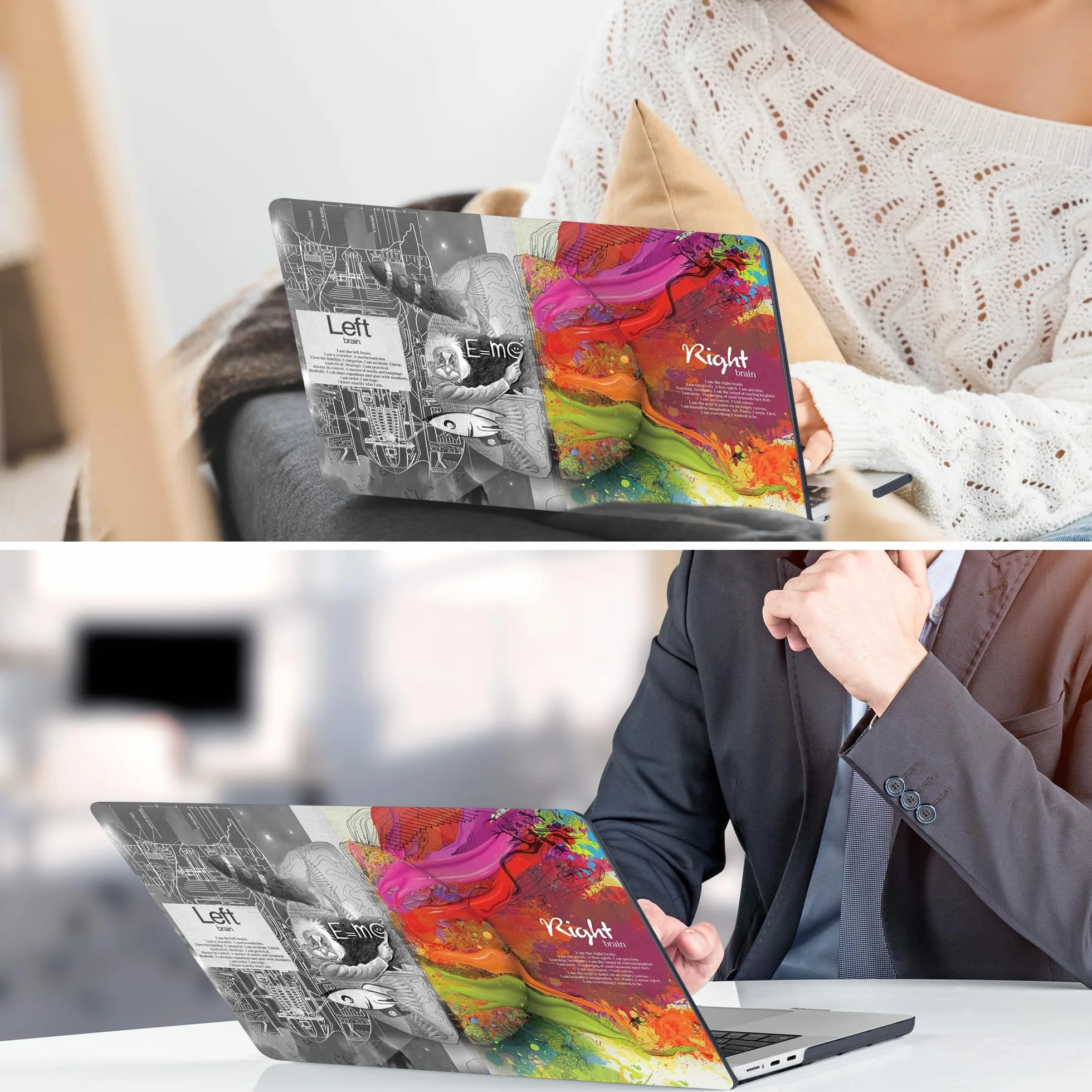 TWOLSKOO Etui M2 MacBook Air 13,6 cala 2022 A2681 z Touch ID, plastikowa twarda obudowa z osłoną ekranu i osłoną klawiatury i folią gładzika do MacBooka Air 13 M2 2022, kreatywny mózg
