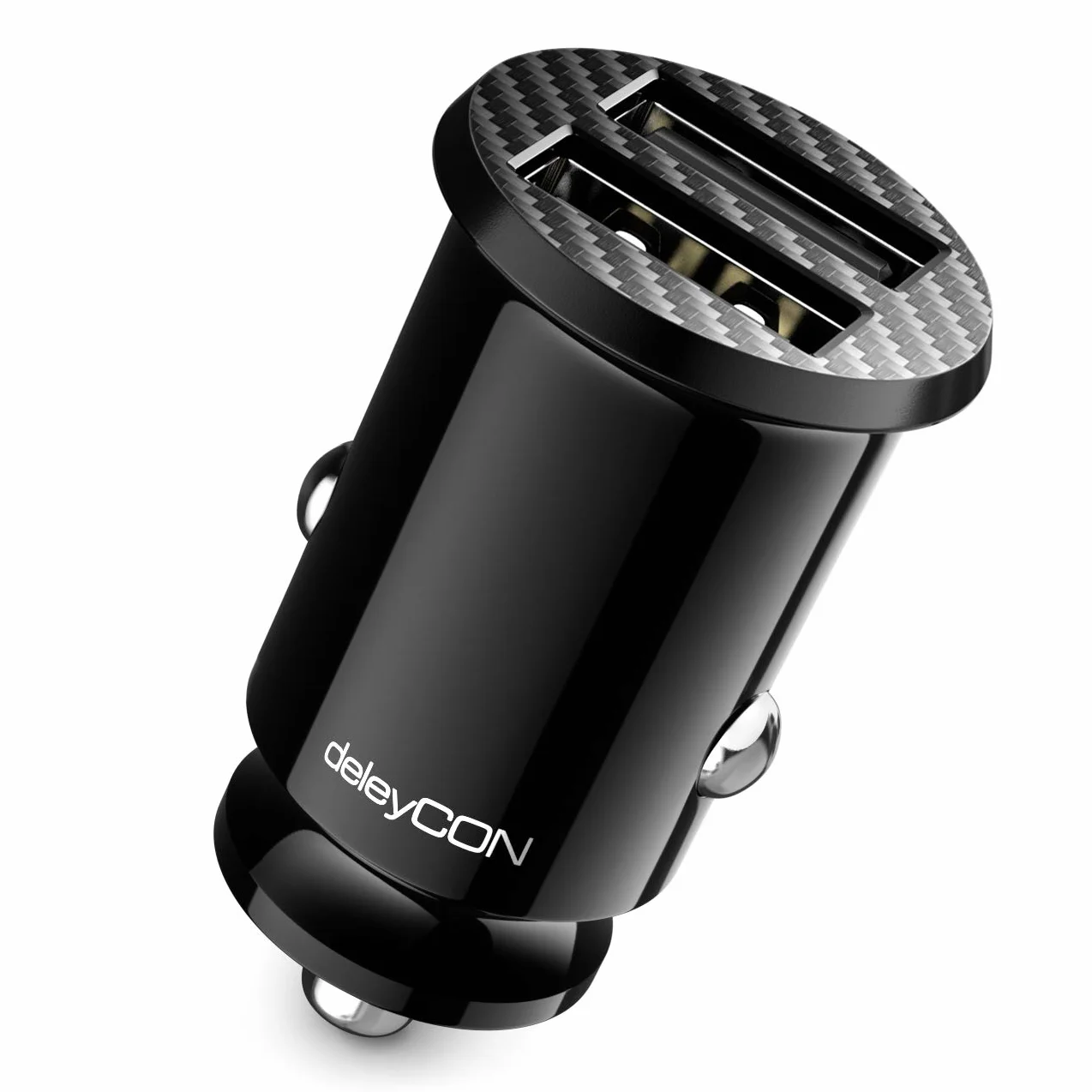 deleyCON 4,8A Zapalniczka Ładowarka USB - Szybkie Ładowanie 4800mA 2-Portowe USB - Mini Samochodowa Kompatybilna z iPhone 17 16/15/14/13, iPad Pro/Air 2/Mini, S25/S24 i Nie Tylko
