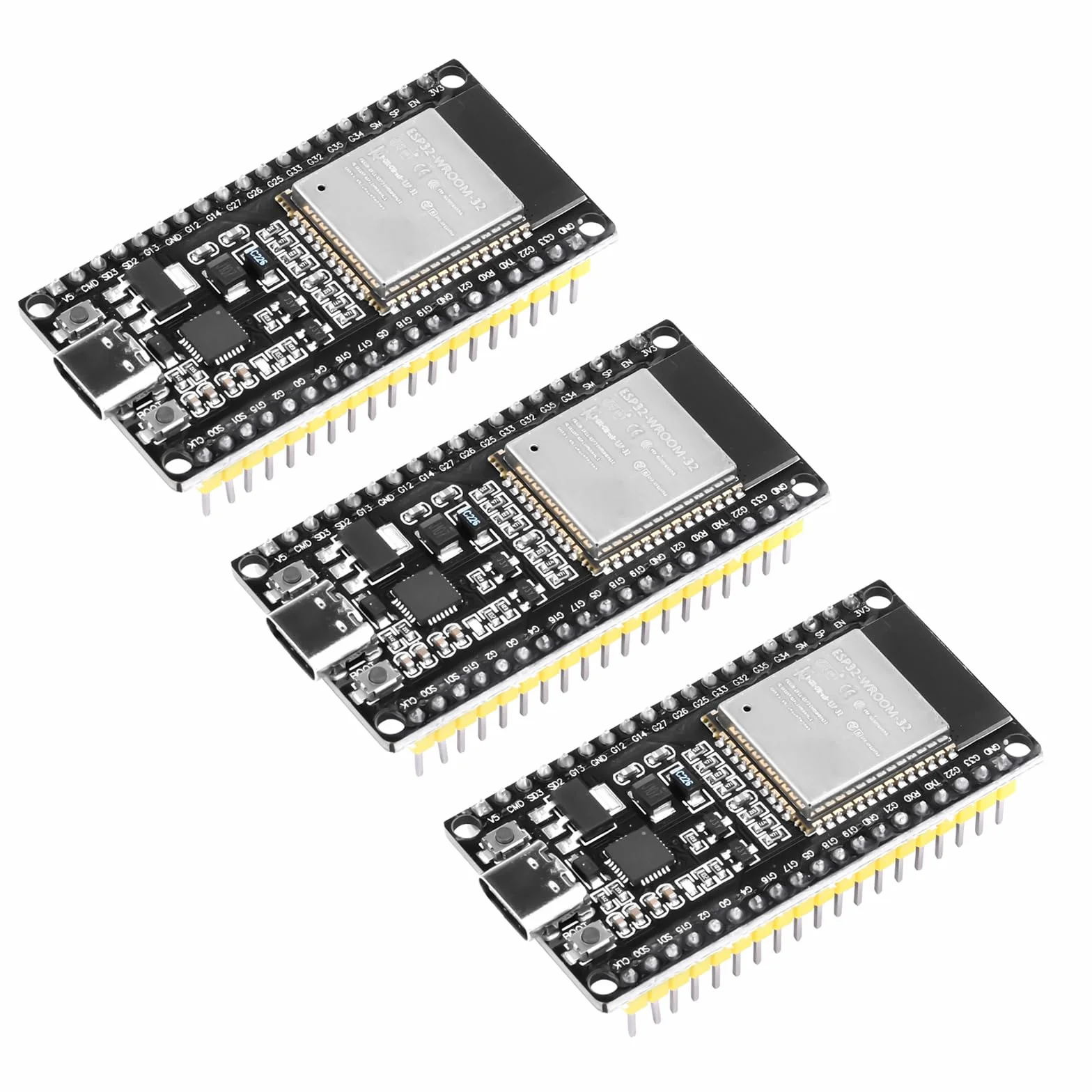 3 sztuki 38-pinowych modułów USB C ESP32 NodeMCU WiFi Bluetooth ESP32 WROOM 32 Development Board z CP2102 kompatybilny z interfejsem Arduino typu C