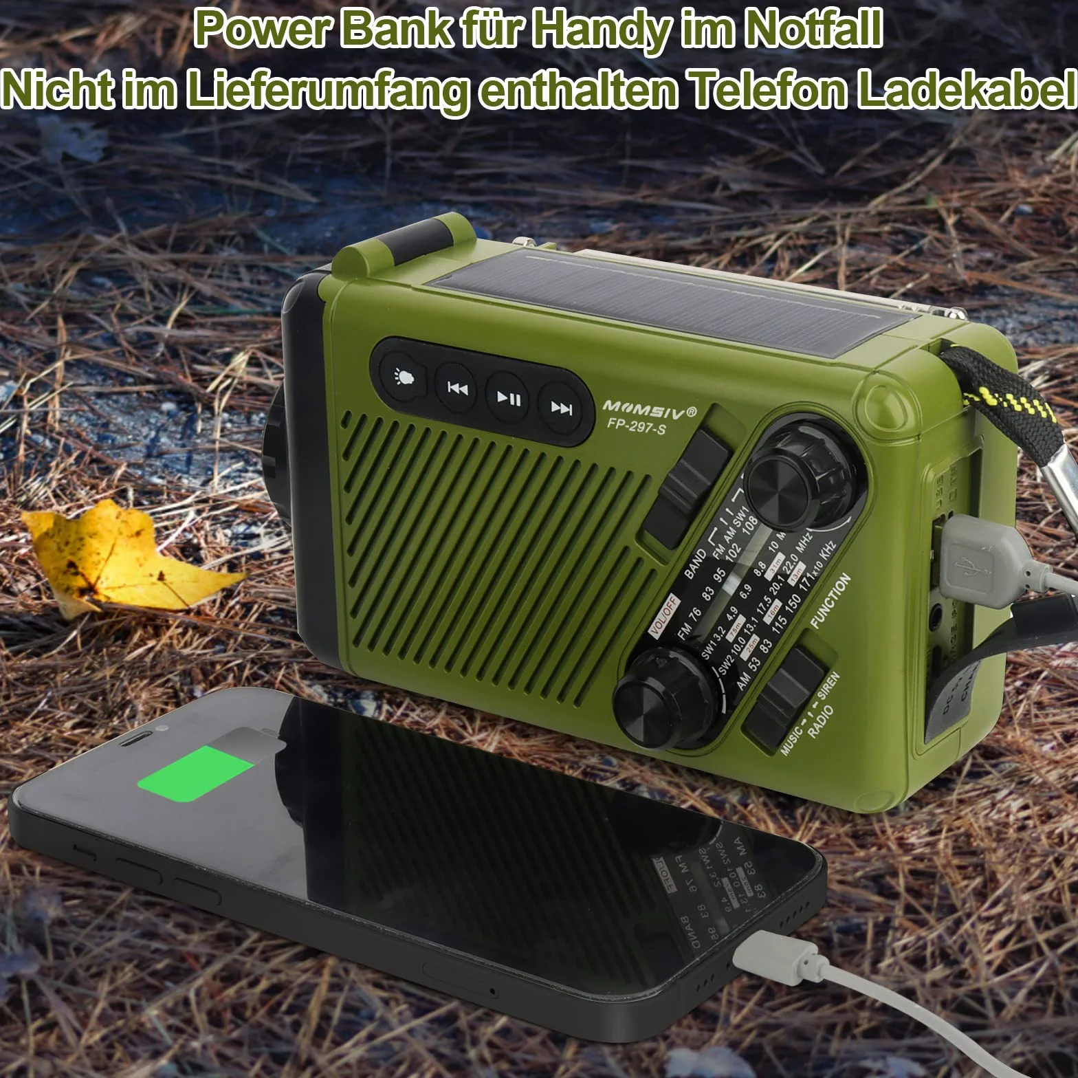 MOMSIV radio solarne, przenośne, dynamo, z korbą ręczną, radio awaryjne z AM/FM, akumulator 2500 mAh, Bluetooth, SOS, latarka LED, gniazdo na kartę TF do użytku na zewnątrz