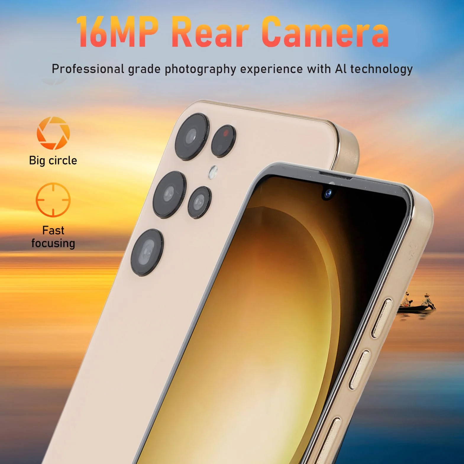 Cuifati 6,26 Cala Telefon Komórkowy, 4 GB RAM 64 GB ROM, 16MP AI Camera, Metalowa Konstrukcja Ramy, Bateria 5800 MAh, rozdzielczość 720x1600, Odblokowanie Twarzy, Smartfon na 8.1 z (GOLD)