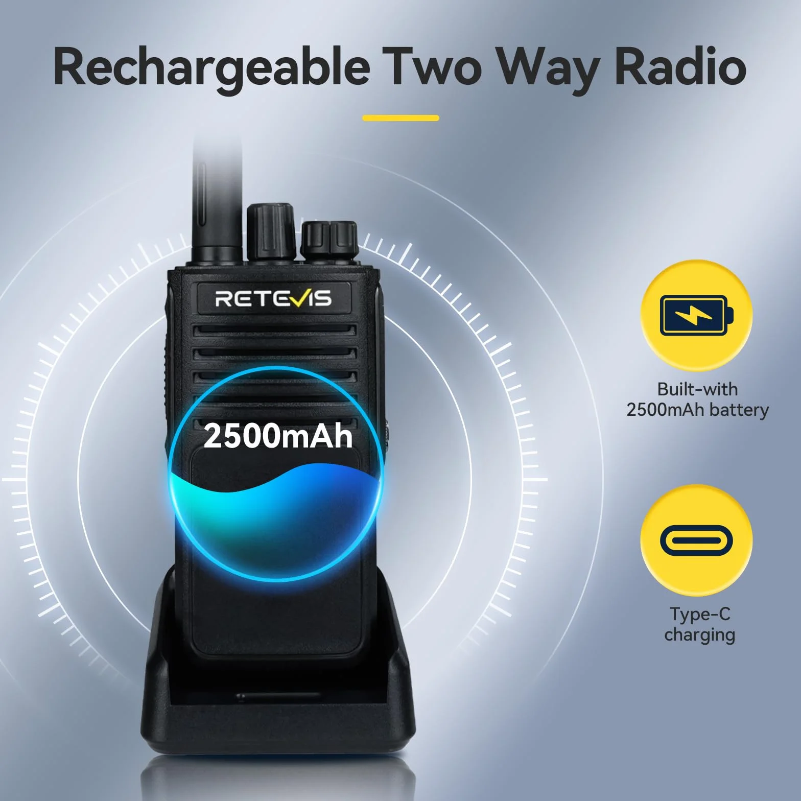Retevis P62 Walkie Talkie, IP68 Wodoodporny Walkie Talkie Profesjonalne, Dualband Handheld Radio, 2500 mAh, Wytrzymałe Radio, Krótkofalówka Dalekiego Zasięgu do Bezpieczeństwo (Czarny, 2 Szt)