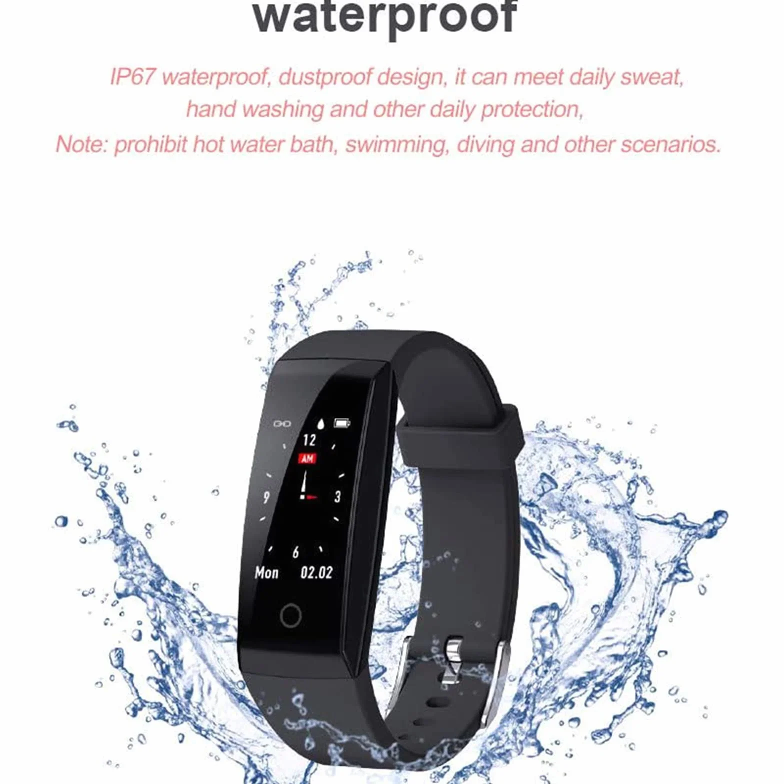 Smartwatch IP67 dla kobiet i mężczyzn. Wodoodporny inteligentny zegarek, monitor aktywności HETP, zegarek fitness, krokomierz, opaska fitness ze stoperem, sportowy, GPS, monitorowanie snu,