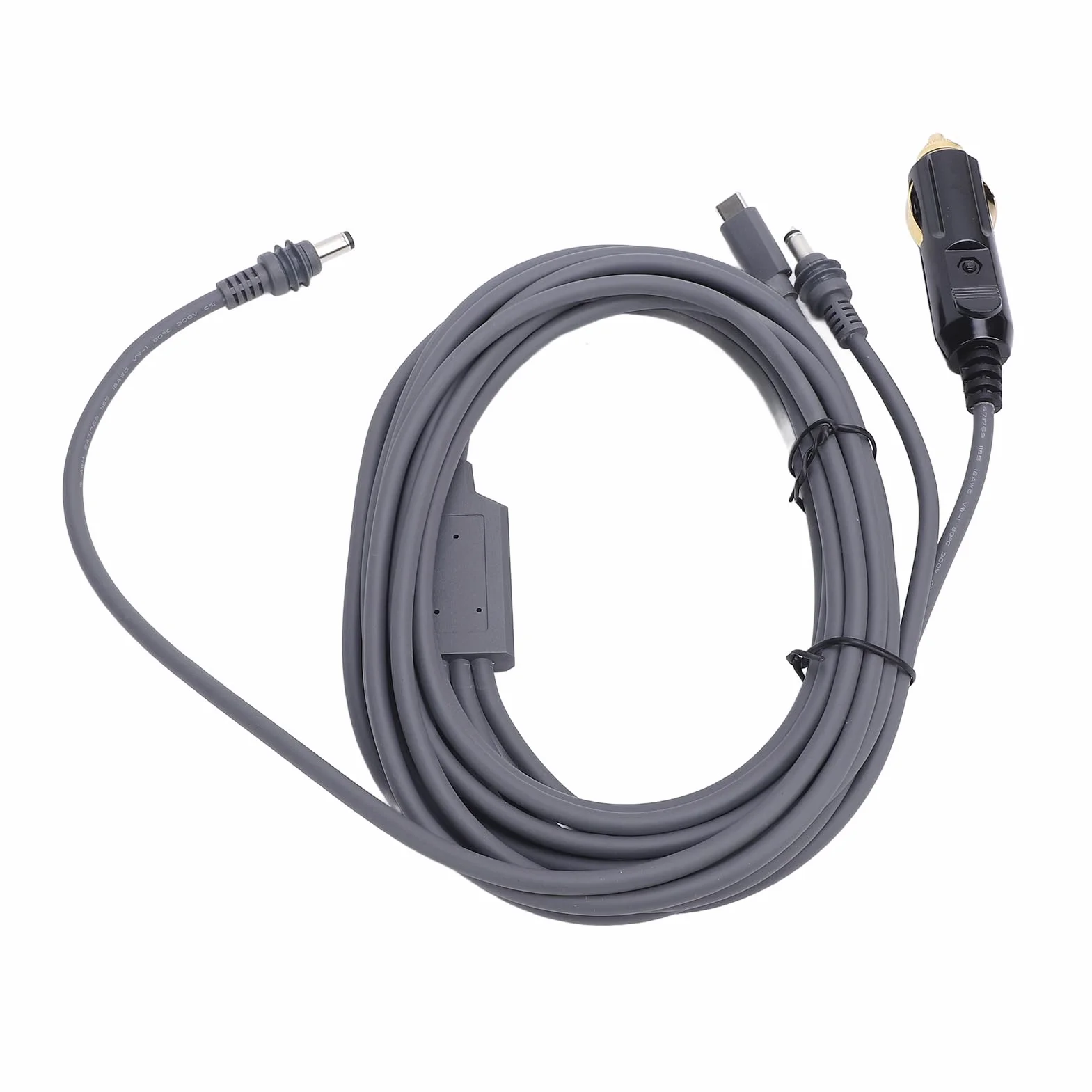 Mini 3 w 1 kabel zasilający DC 16FT, 18AWG USB-C 12-24V wtyczka zapalniczki samochodowej i męski kabel zasilający DC do Mini, Plug and Play, akcesoria