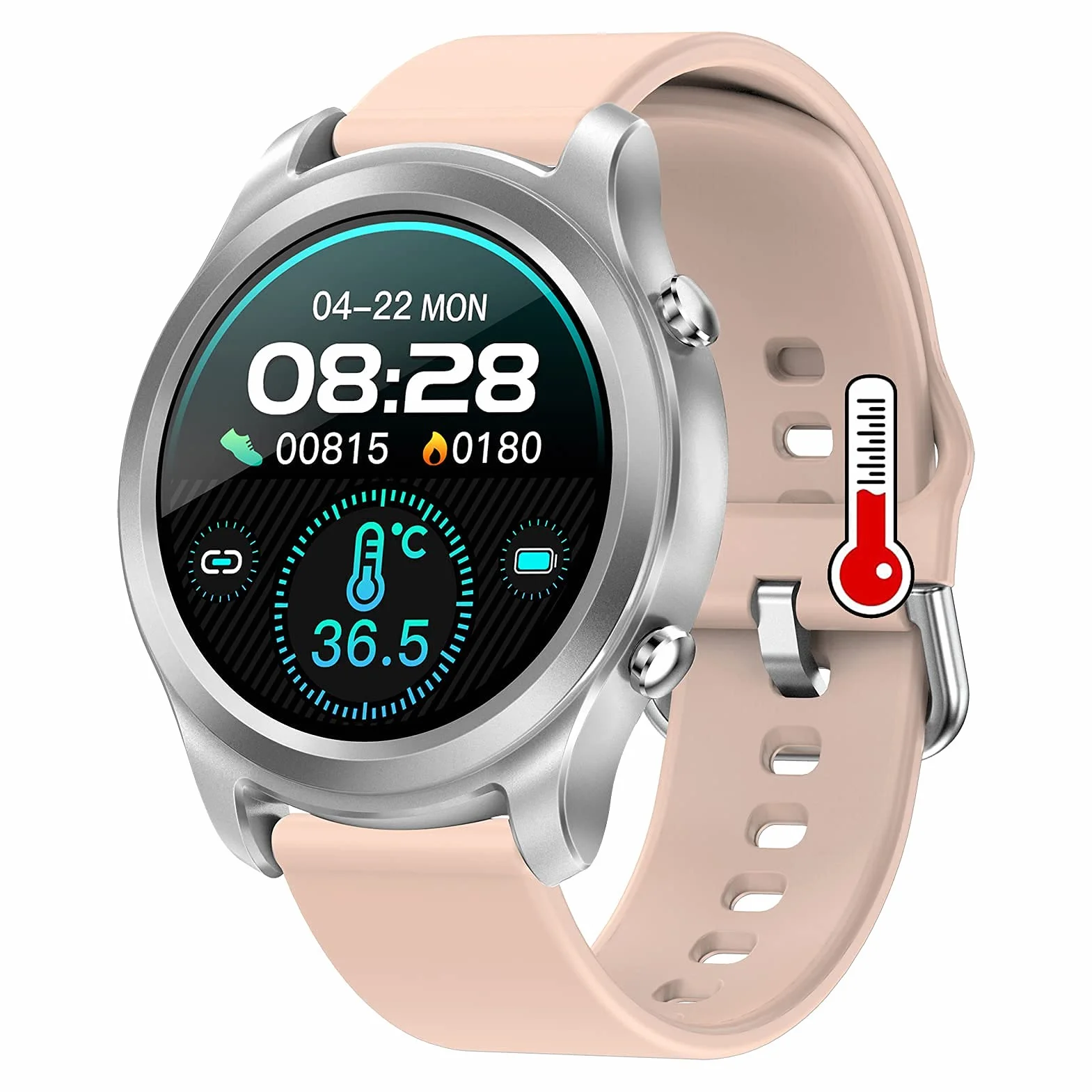 Inteligentny zegarek Zegarek fitness Monitor aktywności fizycznej z monitorowaniem temperatury Tętno Ciśnienie krwi Tlen we krwi IP68 Wodoodporny Smartwatch Zegarek fitness Inteligentny zegarek dla