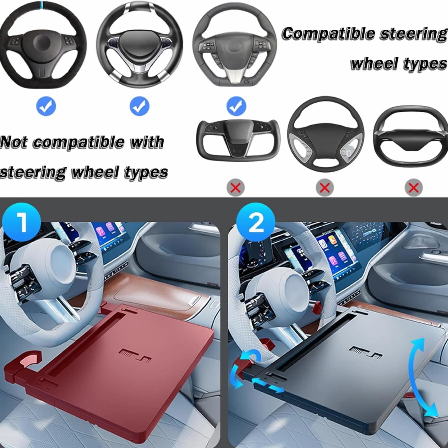 Uchwyt na kierownicę do BYD Seal U DM-i 2023 2024 2025 2026, składane biurko przenośna taca do serwowania laptopa idealne zastosowanie parking,A/czarny