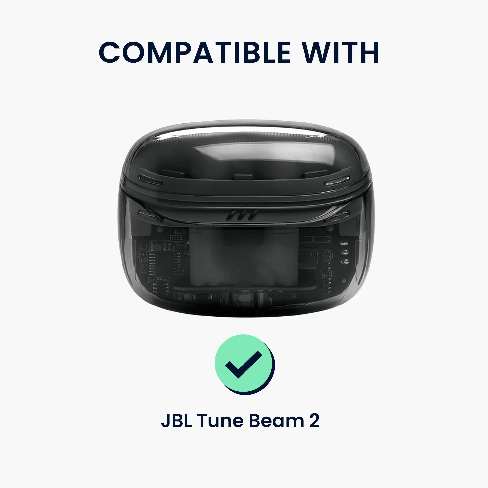 kwmobile Etui kompatybilne ze słuchawkami JBL Tune Beam 2 - silikonowe etui ochronne Case Cover - z paskiem na rękę czarne
