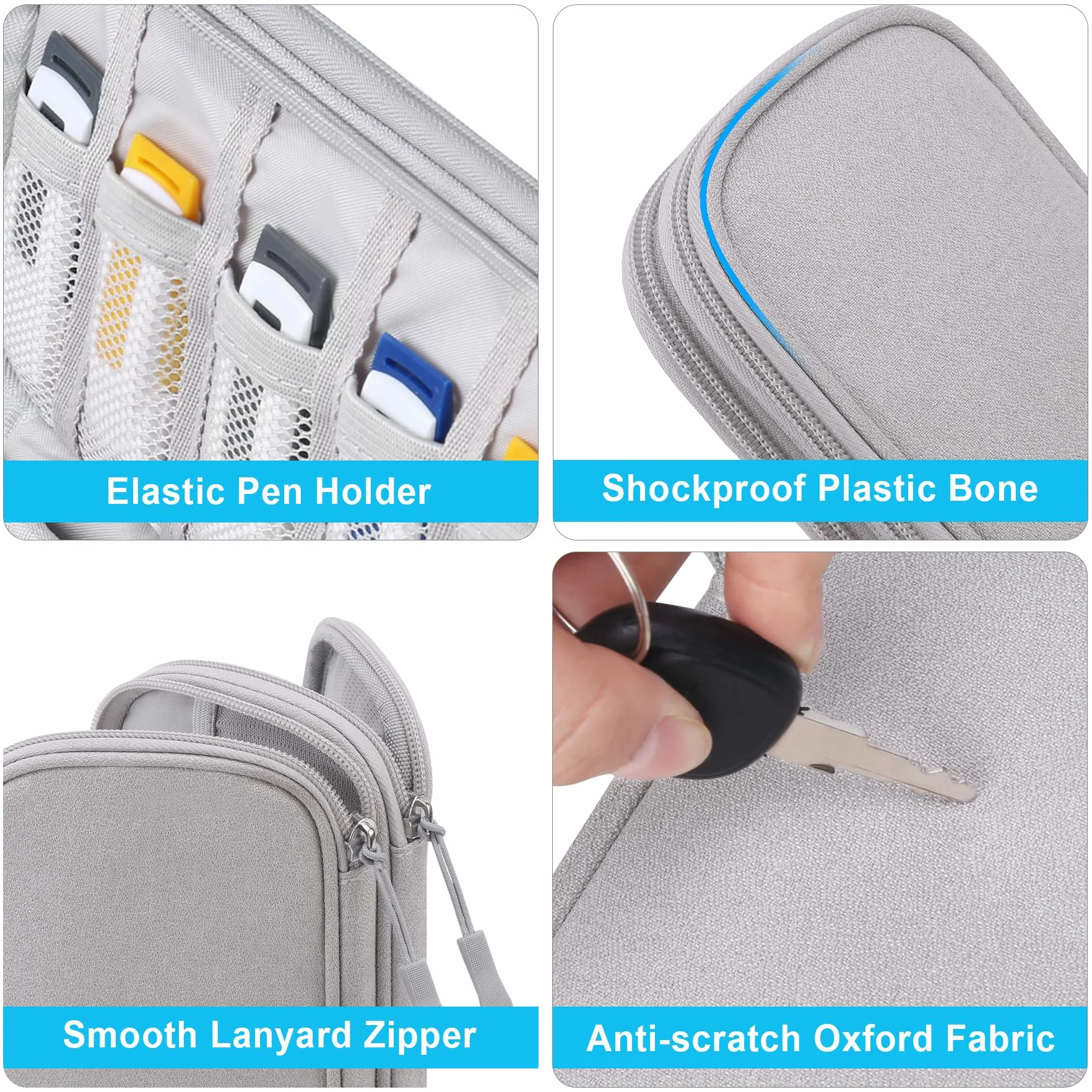 Lacdo USB Elektroniczny Organizer Torba Akcesoria Walizka transportowa Przenośna dwuwarstwowa obudowa ładowarki SamData/Samsung USB Flash Drives Jump Drive Memory Stick, Szary