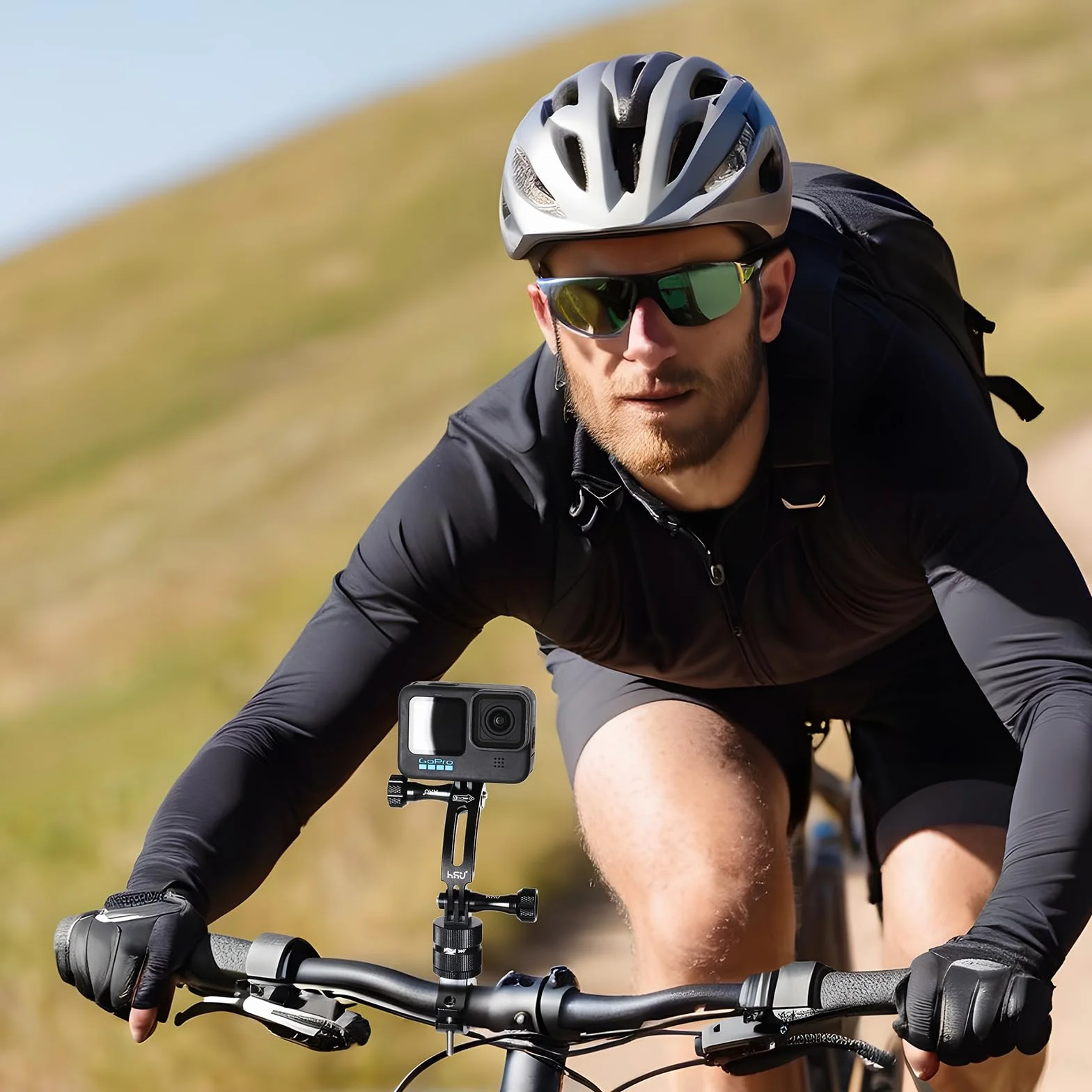 HSU Zakrzywione ramię przedłużające do GoPro ze stopu aluminium 7,6 cm