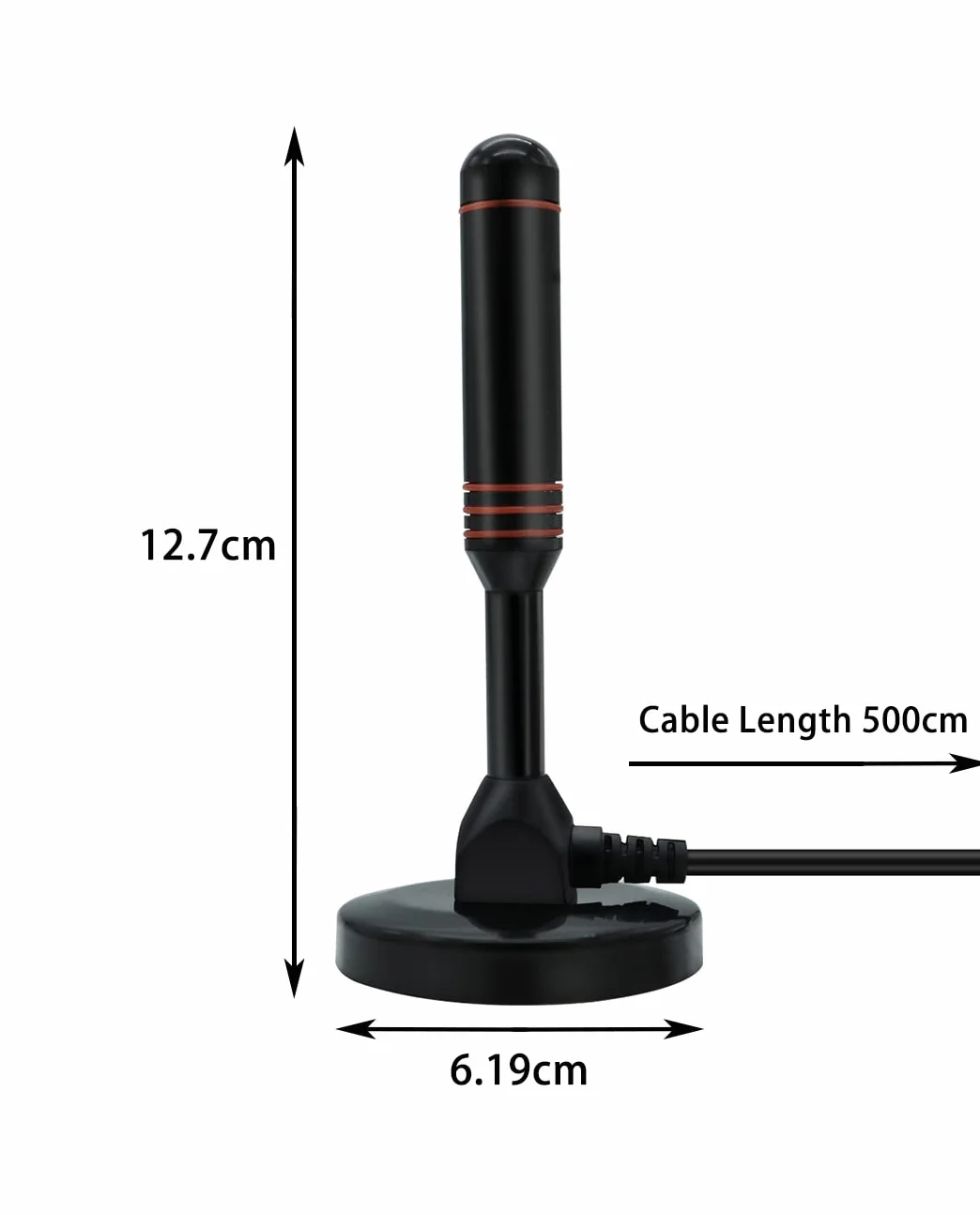 Vecys Cyfrowa Antena Telewizyjna DVB-T2 Przenośna Wewnętrzna Zewnętrzna DTMB z Podstawą Magnetyczną Kabel 5m USB TV
