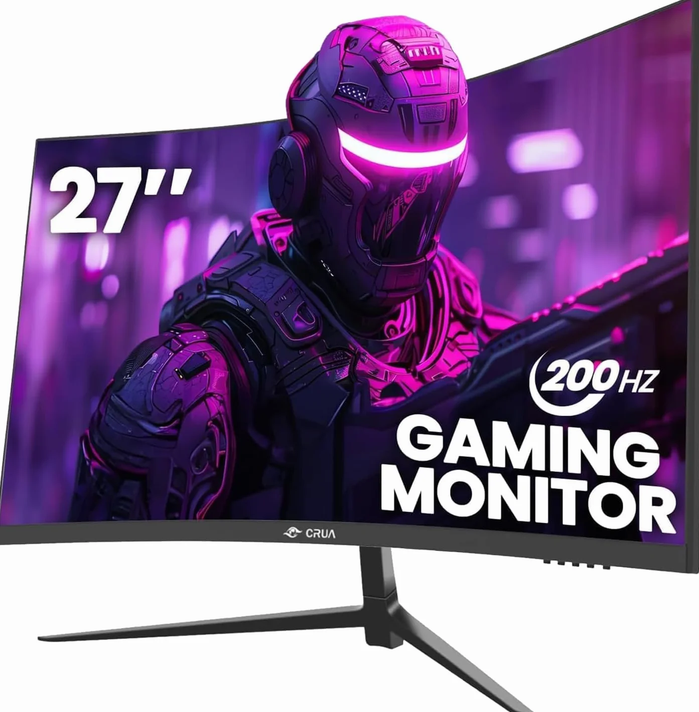 CRUA Zakrzywiony monitor do gier 27 cali 180 Hz/200 Hz, monitor komputerowy FHD 1080P 1800R, 1 ms GTG z FreeSync, niskie rozmycie ruchu, ochrona oczu, VESA, DisplayPort, HDMI,
