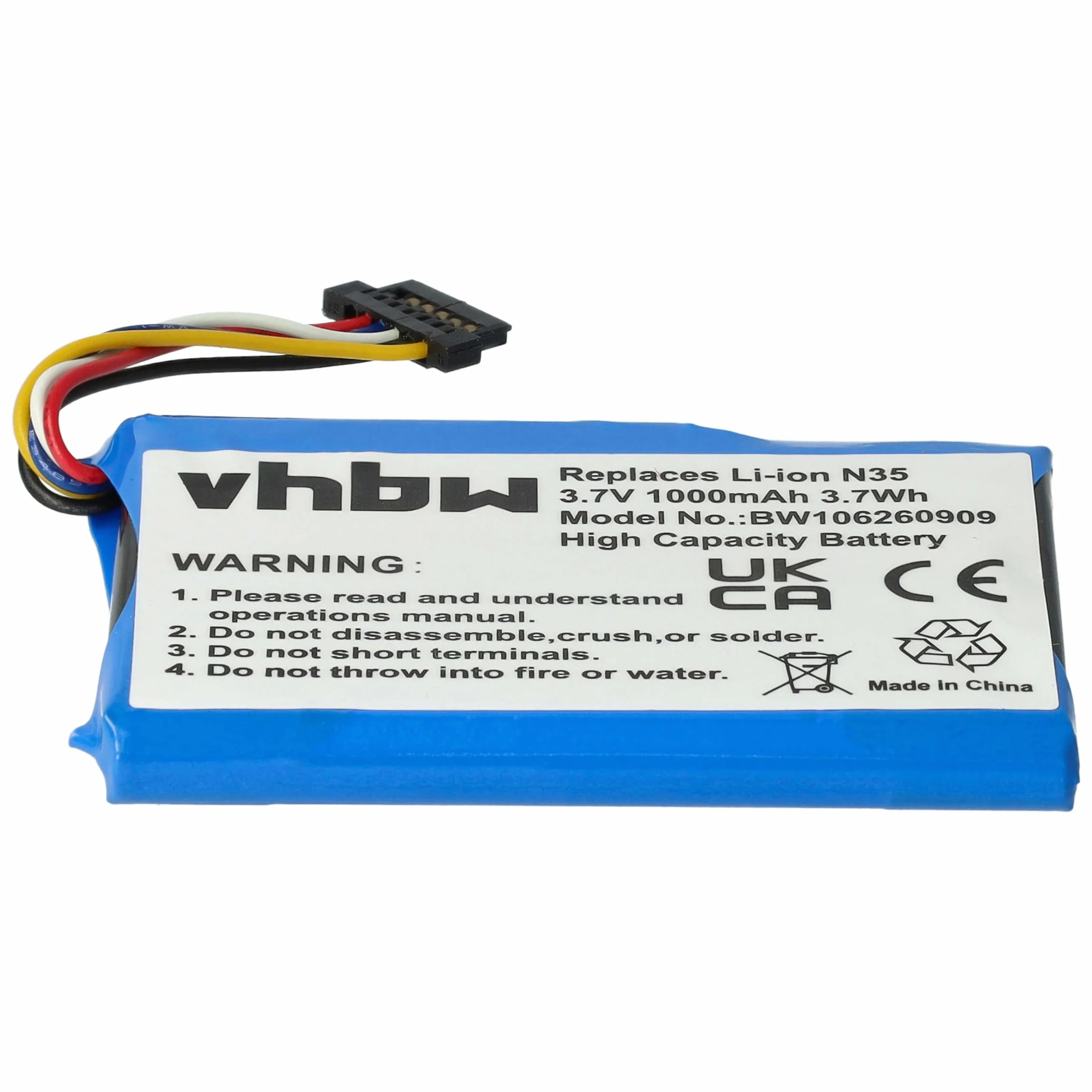 vhbw Zapasowa bateria kompatybilna z systemem nawigacji GPS Acer N35 Sat Nav (1000 mAh, 3,7 V, litowo-jonowa)