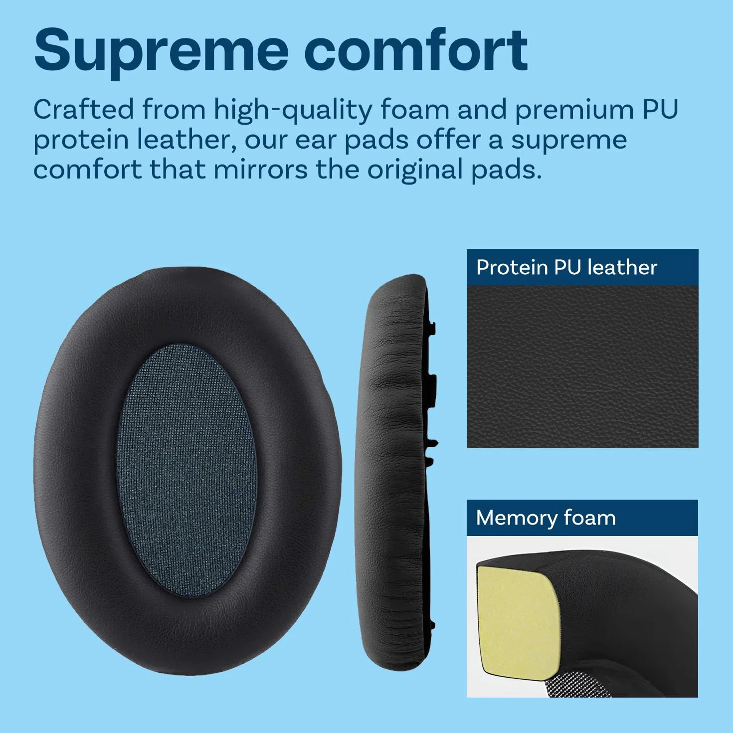 Sony WH-1000XM3 Nausznik Słuchawek Noise Cancelling Memory Foam Protein PU Wymienna Poduszka Uszu Czarny