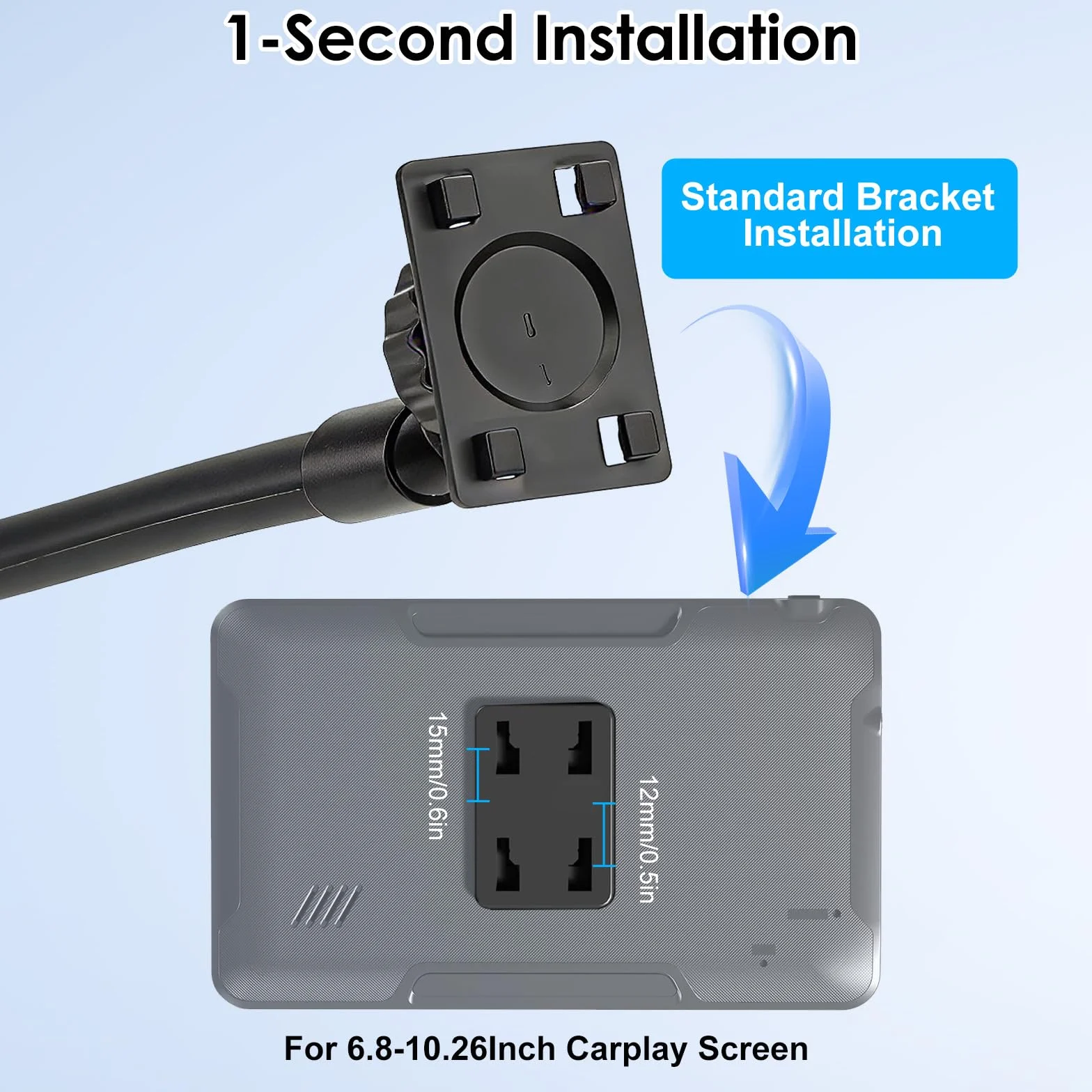 EEEKit Uchwyt CarPlay do Samochodu z Przyssawką, Obrót 360°, 6,8–10,26" | Mocna przyssawka zapewnia stabilne mocowanie na desce lub szybie, do ekranów CarPlay 6,8–10,26"