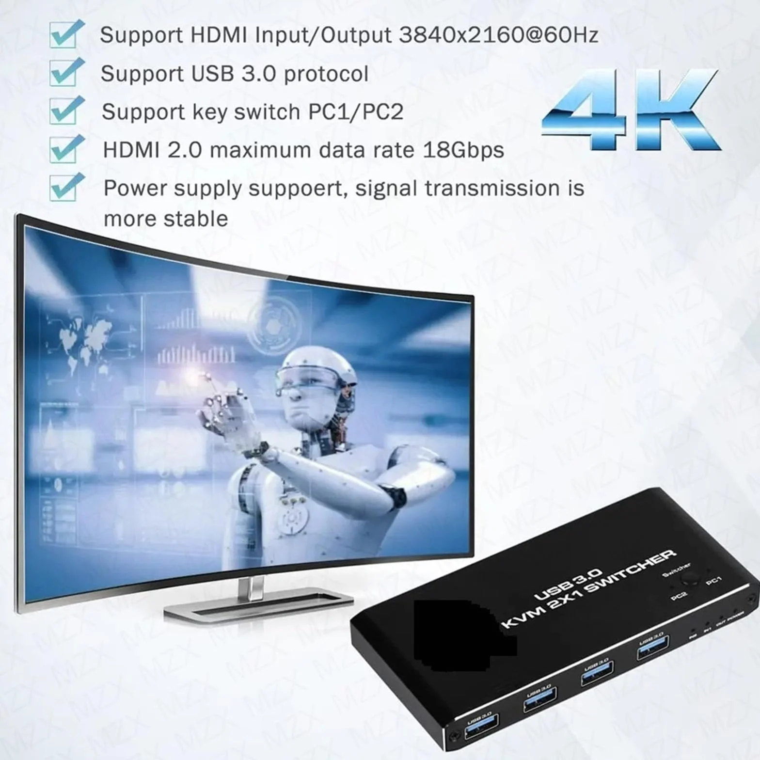 Przełącznik KVM 4K przy 60 Hz kompatybilny z HDMI przełącznik USB 3.0 Hub stacja dokująca stacja dokująca 2 PC udział 4 urządzenia USB klawiatura mysz drukarka (kontroler przewodowy)
