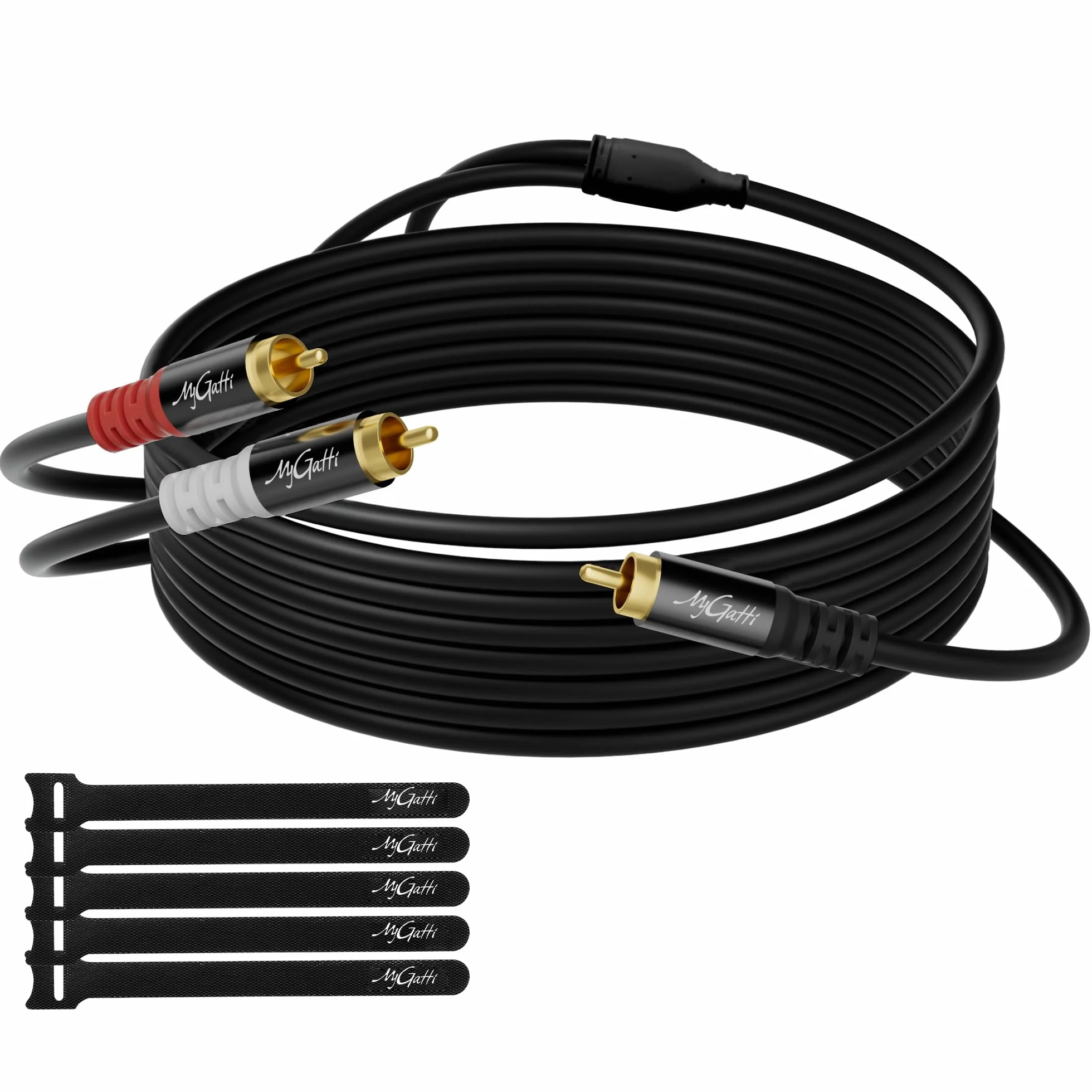 Kabel rozdzielający cinch-Y 5 m, 2x cinch, stereo audio, RCA, pozłacany