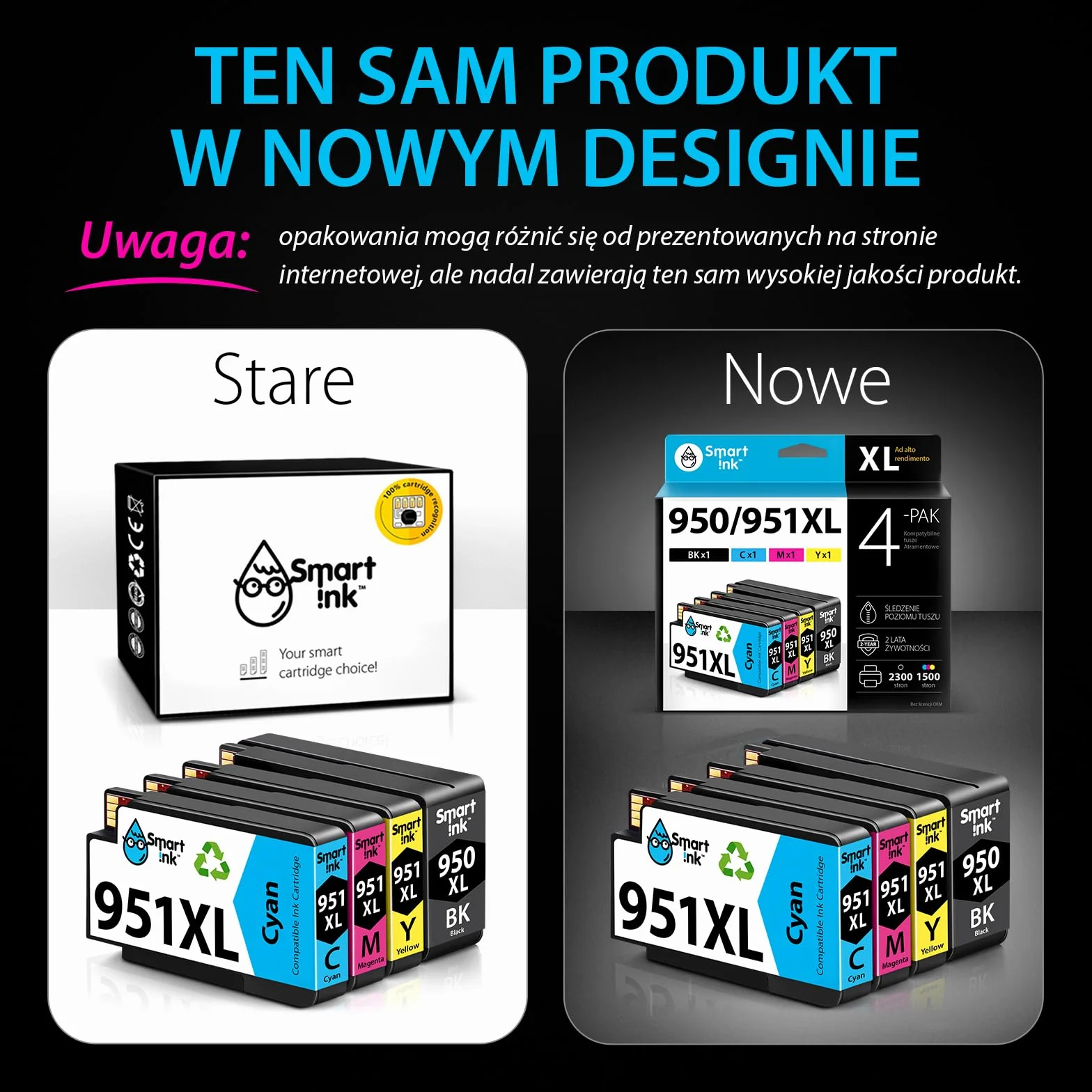 Smart Ink Kompatybilne wkłady atramentowe jako zamiennik do HP 950XL 951XL 950 951 XL (4 Multipack) do użytku z Officejet Officejet 8100 8600 8610 8620 8630 8640 8660 8615 8625 251DW 276DW (BK/C/M/Y)