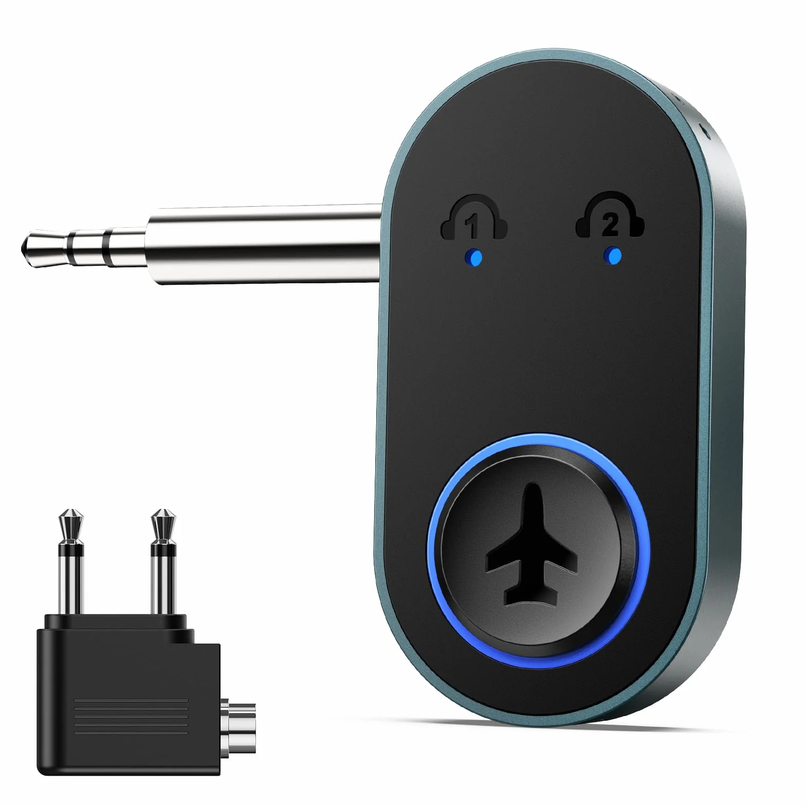 Adapter Bluetooth 5.3 do samolotu, adapter Bluetooth 2 w 1 z rozgałęźnikiem do samolotu, telewizora, zestawu stereo, 3,5 mm na 2 słuchawki, MP3/MP4, laptopa