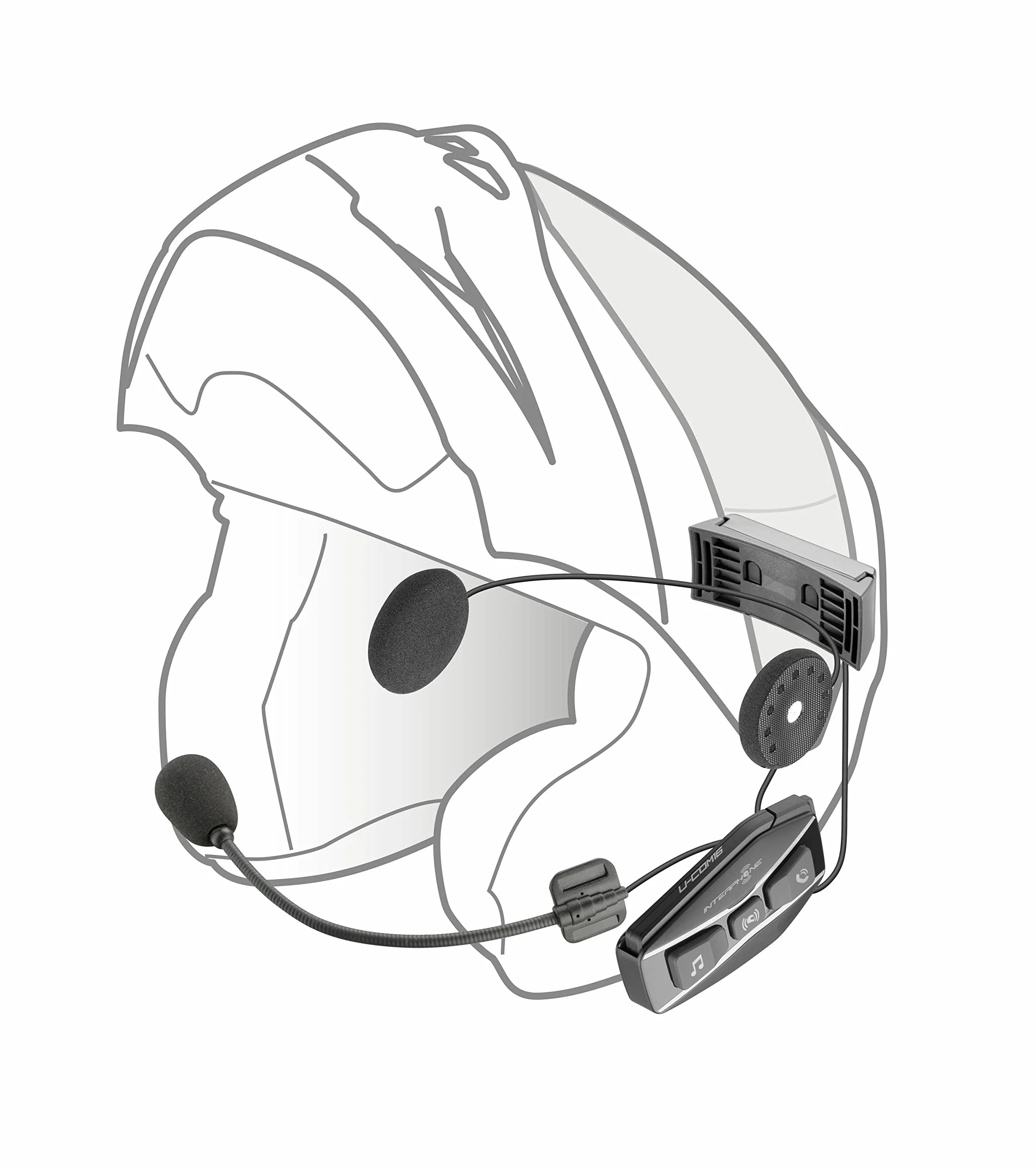 INTERPHONE Cellularline UCOM16 | SINGOLO | Interfono Tecnologia Mesh 2.0 e Bluetooth 5.0, Uso Gruppo 24 Piloti, Distanza 1,6Km, Autonomia Fino a 15 Ore, Mp3, GPS, Impermeabile IP67, Universale.