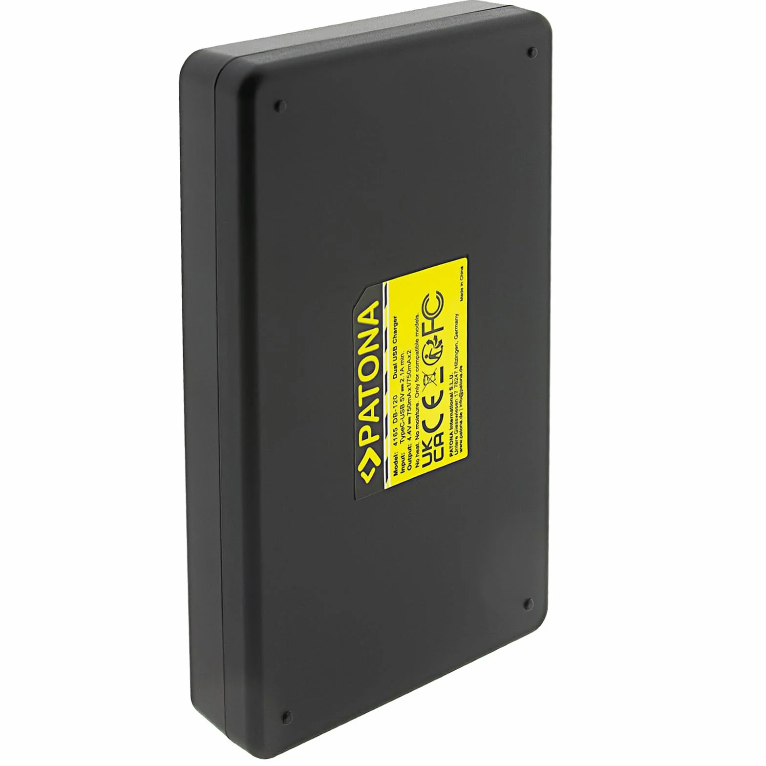 PATONA Podwójna ładowarka do baterii DB-120, kompatybilna z Ricoh GR IV, USB-C 5V/2,1A, 4,4V, 750mA x2, ładowanie 2 baterie jednocześnie, z zabezpieczeniem przed przeładowaniem i przegrzaniem, kabel