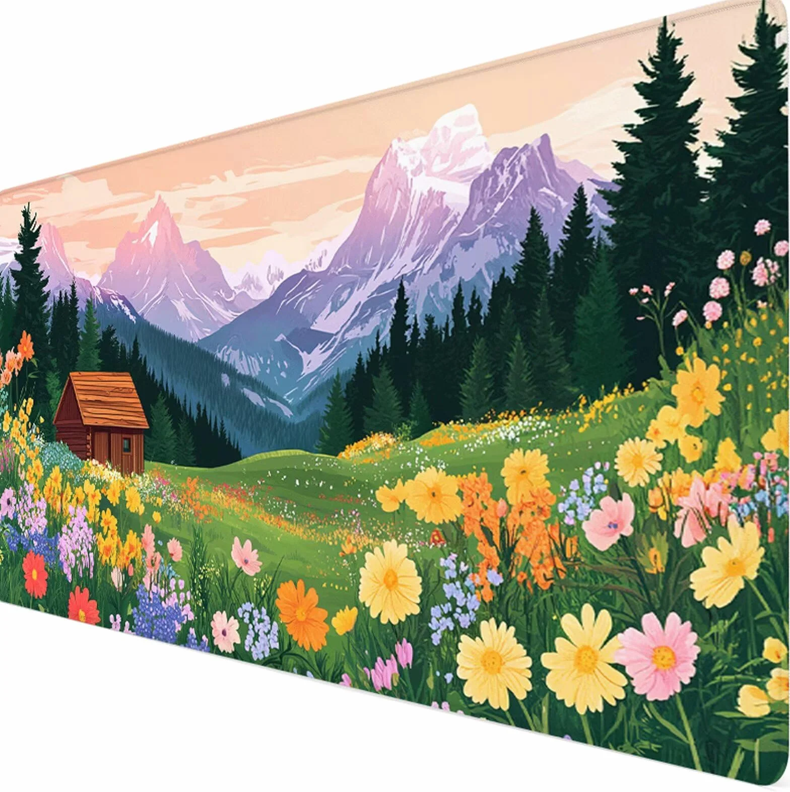 Kwiat podkładka pod mysz XXL, 1000 x 500 x 3 mm, podkładka pod mysz dla graczy, z przyszytymi krawędziami, wodoszczelna, antypoślizgowa gumowa podstawa, poprawia precyzję i prędkość, akcesoria