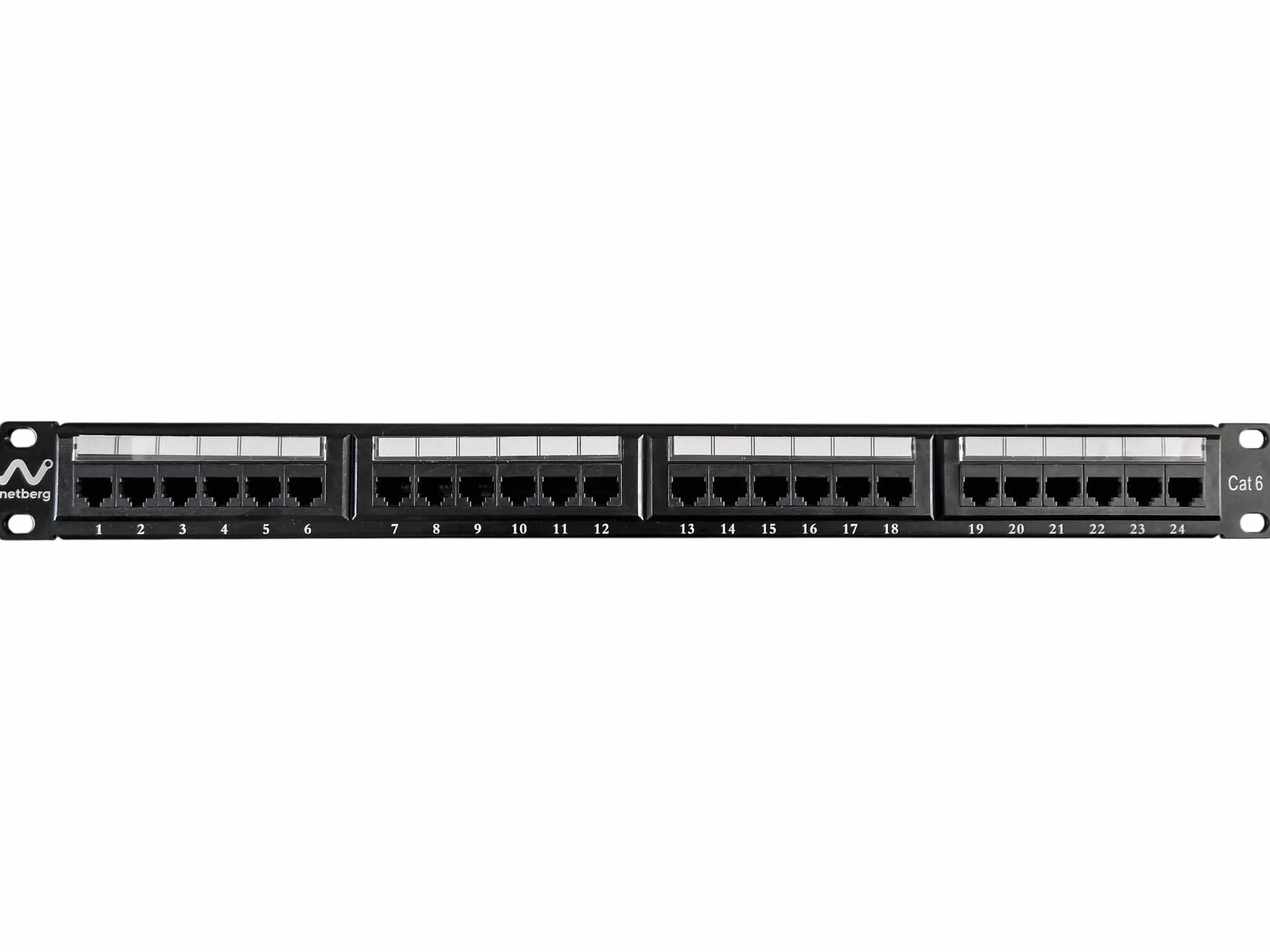 Patch Panel RACK 19 cali CAT6 UTP 24 porty 1U 48,5 x 4,5 cm czarny do szafy teleinformatycznej