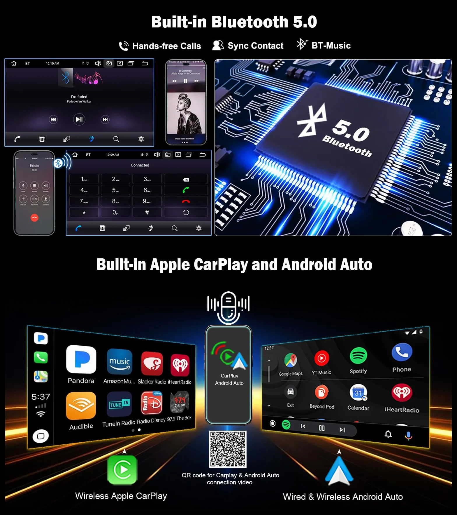 Erisin Radio samochodowe z systemem Android 16 z nawigacją GPS do Alfa Romeo Spider 159 Sportwagon Brera Bluetooth CarPlay Android Auto DSP WiFi 4G RDS DAB+ OBD2 USB TPMS Canbus, sterowanie kierownicą