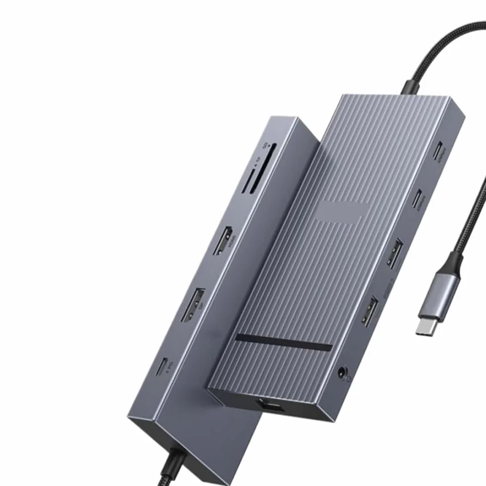Hub USB C 10 w 1 4K 60Hz HDMI USB3.2 10 Gb/s PD100W RJ45 SDTF rozdzielacz USB kompatybilny z laptopem Pro Air (11 w 1 1HDMI 1DP)
