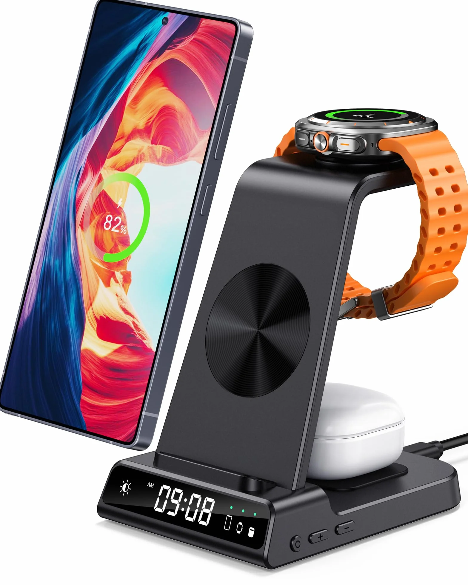 Bezprzewodowa ładowarka do Samsung S26 Ultra, Bezprzewodowa Stacja ładująca 3 w 1 do Samsung Galaxy S26+/S25/S24/S23/Z Flip 7/Z Fold 6/Note 20, for Galaxy Watch 8/Ultra/7/6/5/4, Galaxy Buds 3/3 Pro