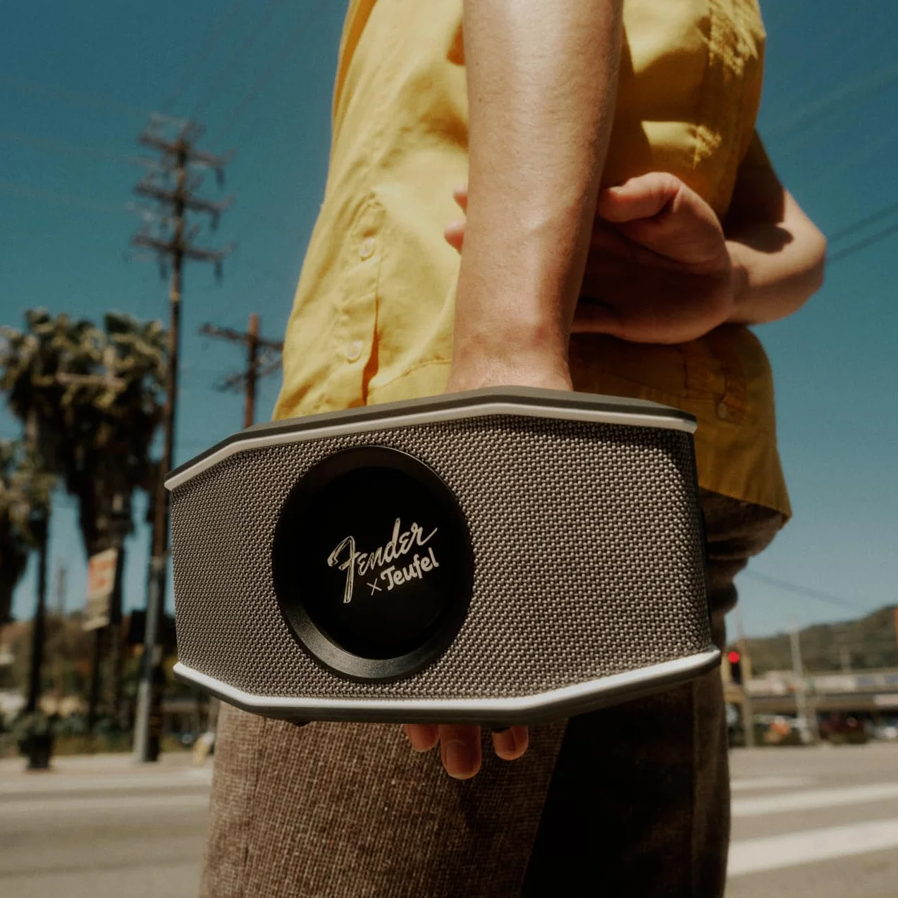 Głośnik Bluetooth Fender x Teufel ROCKSTER GO 2 – przenośny głośnik do użytku na zewnątrz, długi czas pracy baterii (28 h), stopień wodoszczelności IP67, bezprzewodowe przesyłanie muzyki - Steel Black