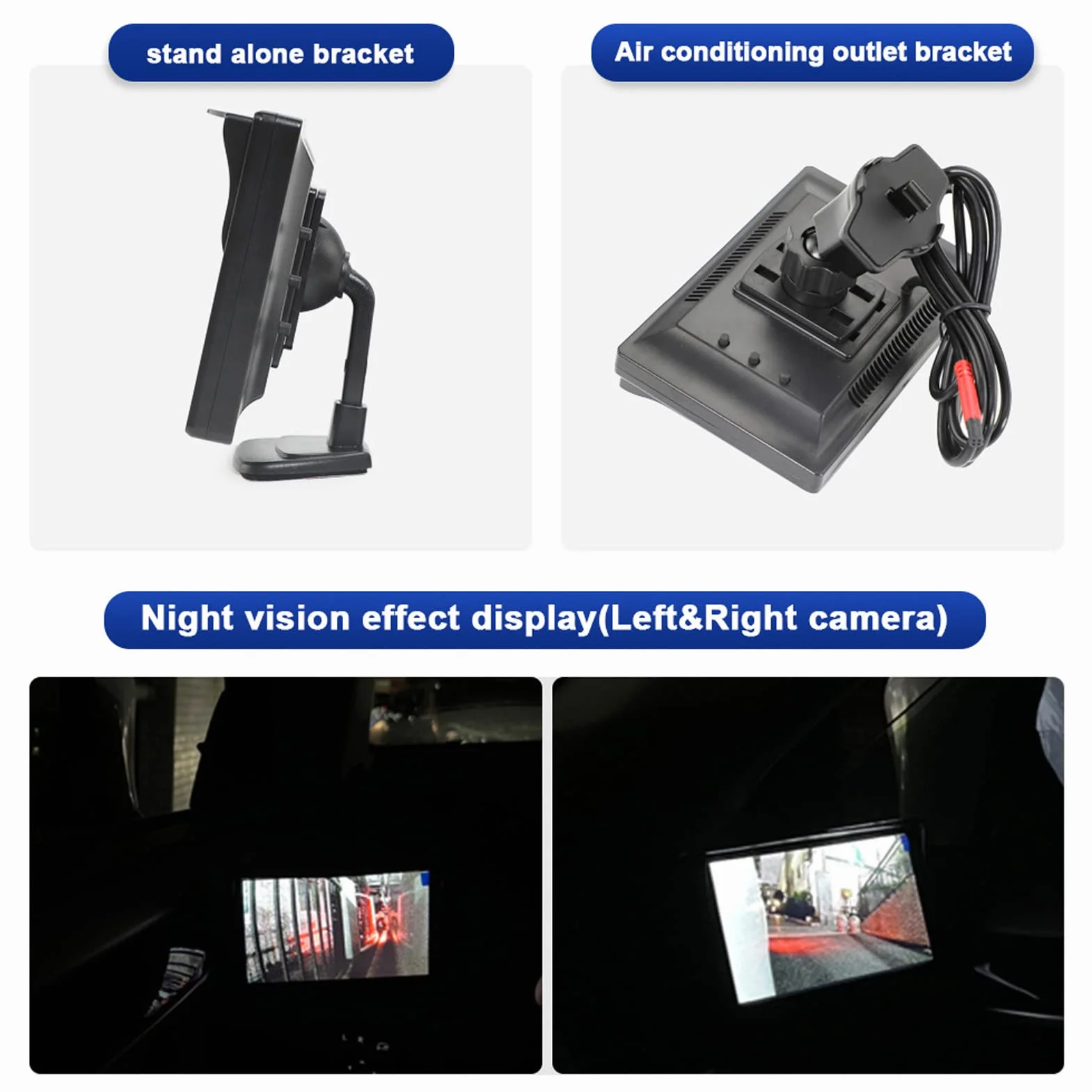 Zestaw Kamery z Widokiem z Boku, Ekran Monitora Kamery Samochodowej, 5-calowy Monitor LCD Night Vision IP67 Wodoodporny System Kamery Cofania