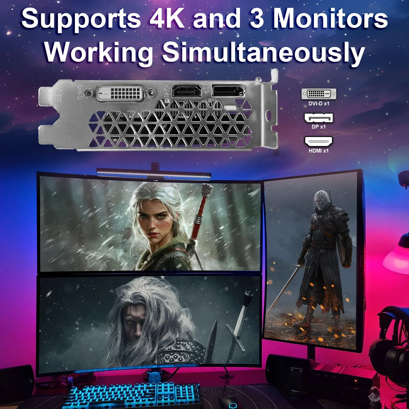 ZER-LON Karta graficzna Radeon RX 550 4 GB, GDDR5 128-bitowy PCIE 3.0 komputer gamingowy Gpu, karta graficzna 1183 MHz z portami HDMI/DP/DVI obsługuje 4K