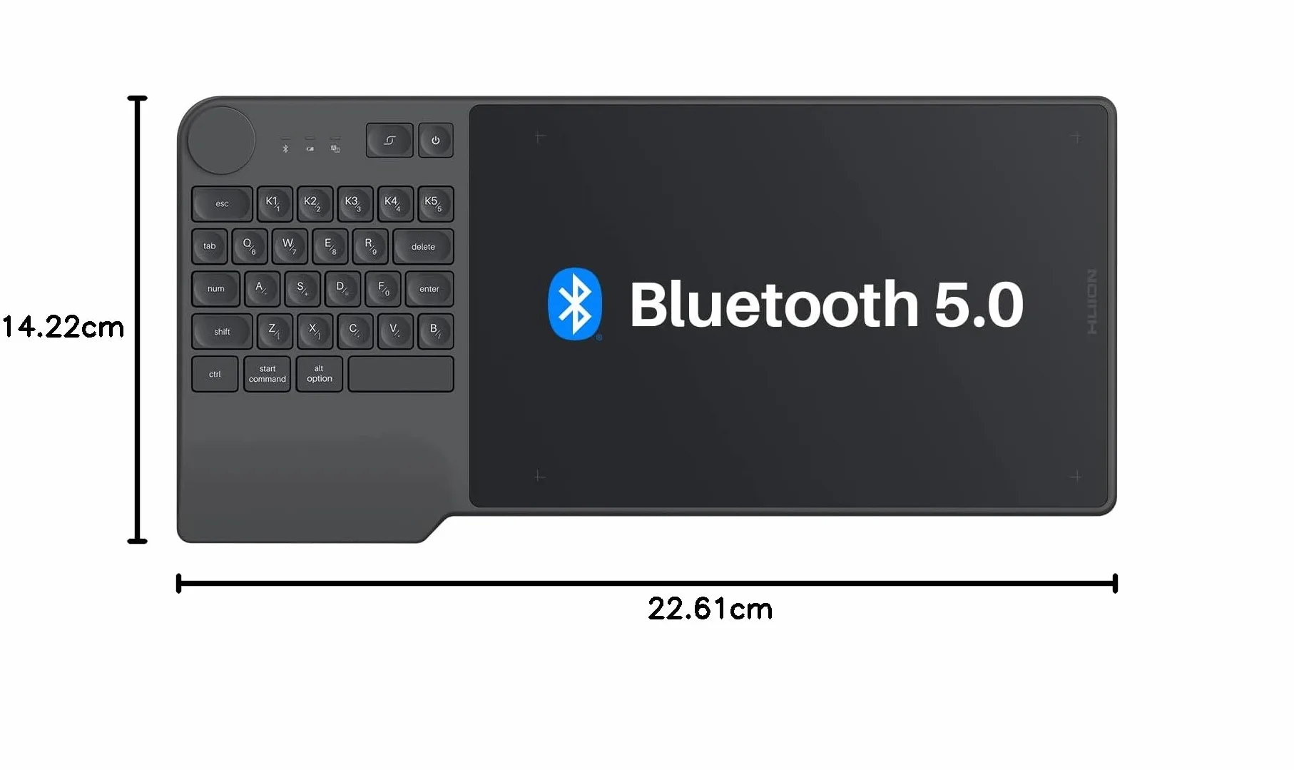 Huion Graphics Tablet Inspiray Brenial KD200 Bluetooth 5.0 8,9 x 5,6 Calowa taca pióra w połączeniu z klawiaturą i sterownikiem wybierania, odpowiedni dla początkujących i profesjonalnych projektantów