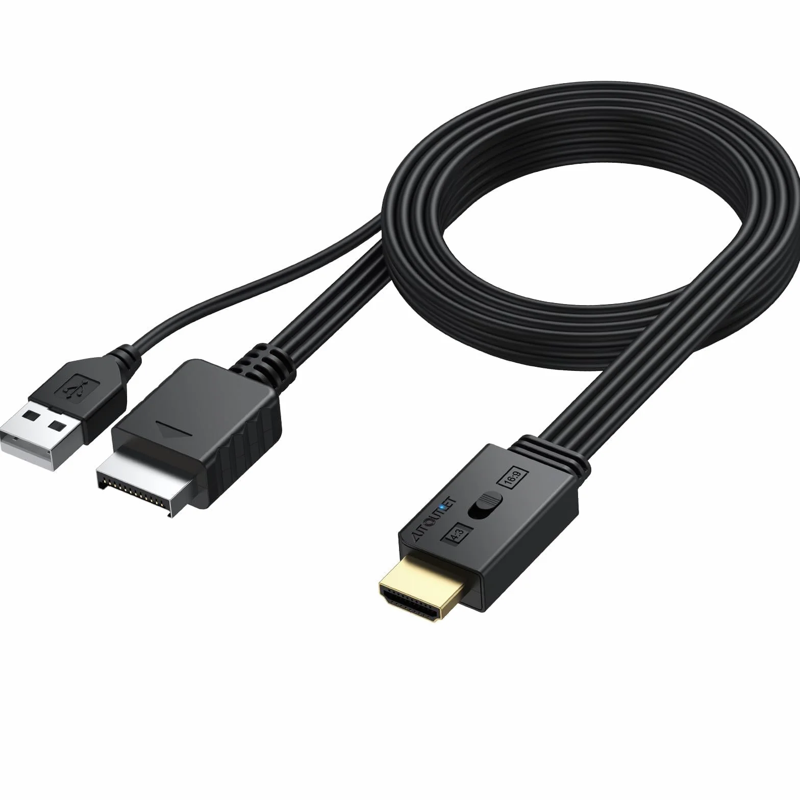 AUTOUTLET PS1 PS2 adapter HDMI, obsługuje konwersję 4:3/16:9, 1080P z interfejsem HDMI, Plug and Play, PS1 PS2 na monitor HDTV