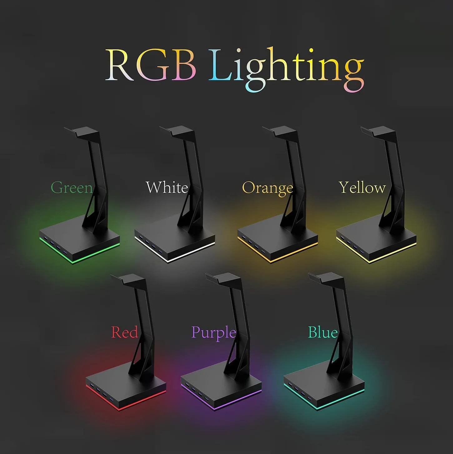 Akcesoria Biurkowe do Słuchawek Stojak Na Słuchawki Z 4 Portami USB 2.0 Uchwyt Na Słuchawki RGB Do Akcesoriów Do Gier Komputerowych Dla Graczy Akcesoria do Stołów do Gier