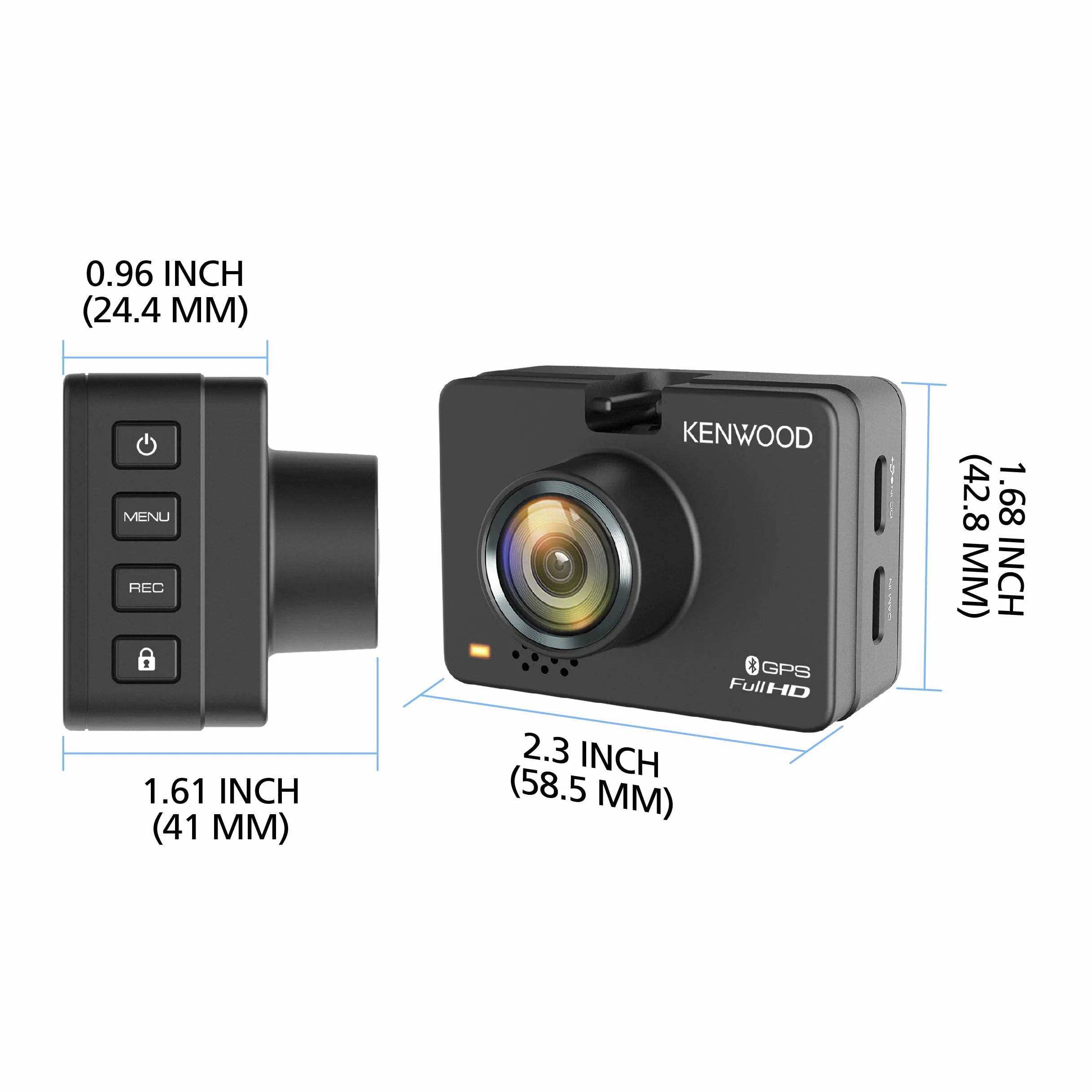 KENWOOD DRV-A310W, kamera na desce rozdzielczej z 2,0-calowym wyświetlaczem LCD, nagrywanie w wysokiej rozdzielczości i połączenie bezprzewodowe, czarna