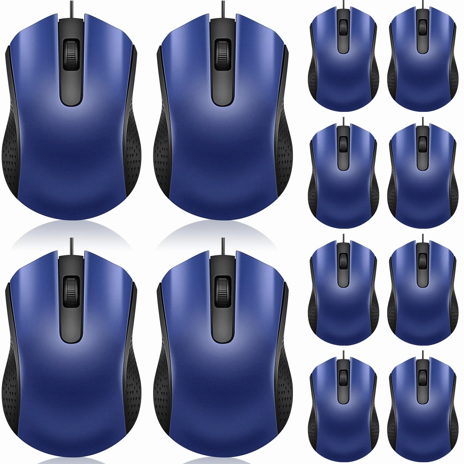 Hoteam 12 x przewodowa mysz komputerowa z ergonomicznym przewodem USB do komputerów, komputerów, laptopów, gier, biura, szkoły, artykułów gospodarstwa domowego, niebieska