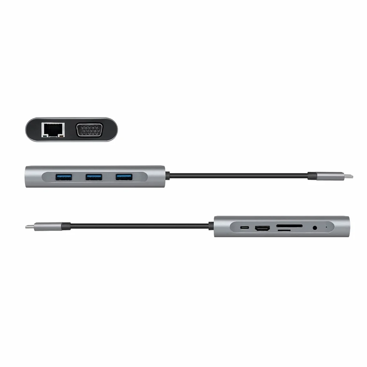 LogiLink UA0383 - USB 3.2 (Gen 1) stacja dokująca z 10 portami i PD (Power Delivery) 100 W, 1 x USB-C (PD) / 3 X USB 3.0/1 x HDMI / 1 x VGA / 1 x RJ45 / 1 x microSD / 1 x SD / 1 x 3,5 mm