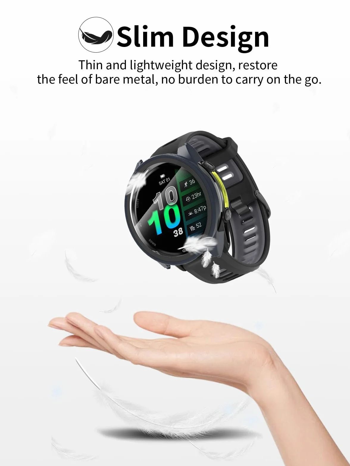 1 opakowanie, etui ochronne na wyświetlacz do Garmin Forerunner 970 - zintegrowane wzornictwo zapewniające najlepszą ochronę smartwatcha, niebieskie