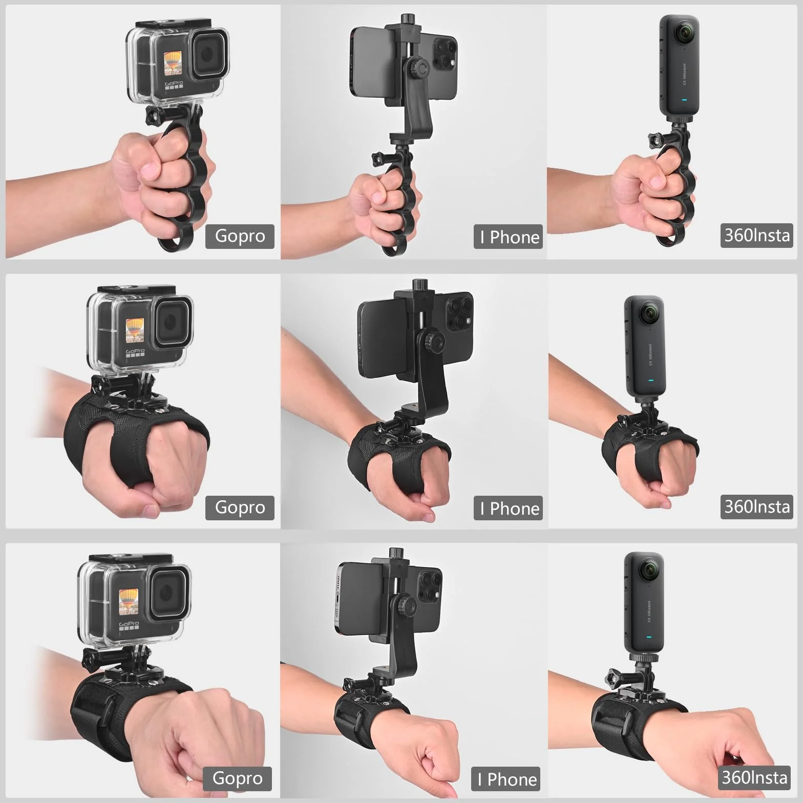 Uchwyt na nadgarstek, pasek na rękę, uchwyt na palec z uchwytem na telefon do gopro Hero, EK7000, Insta360, Osmo Action 5 pro, Touch Dragon, Yi 4K Surfola Apeman Jadfezy, SLR DLSR