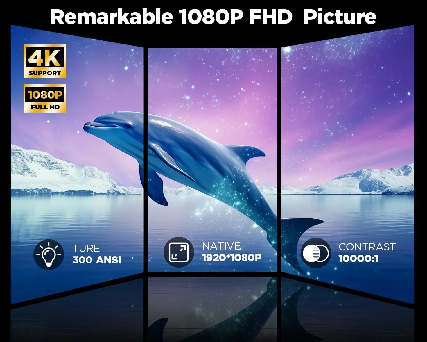 Projektor DBPOWER 4K z WiFi 5G i dwustronnym Bluetooth, projektor zewnętrzny 600ANSI FHD Native 1080P z 4P4D/PPT/Zoom, mini projektor domowy kompatybilny z TV Stick (biały)
