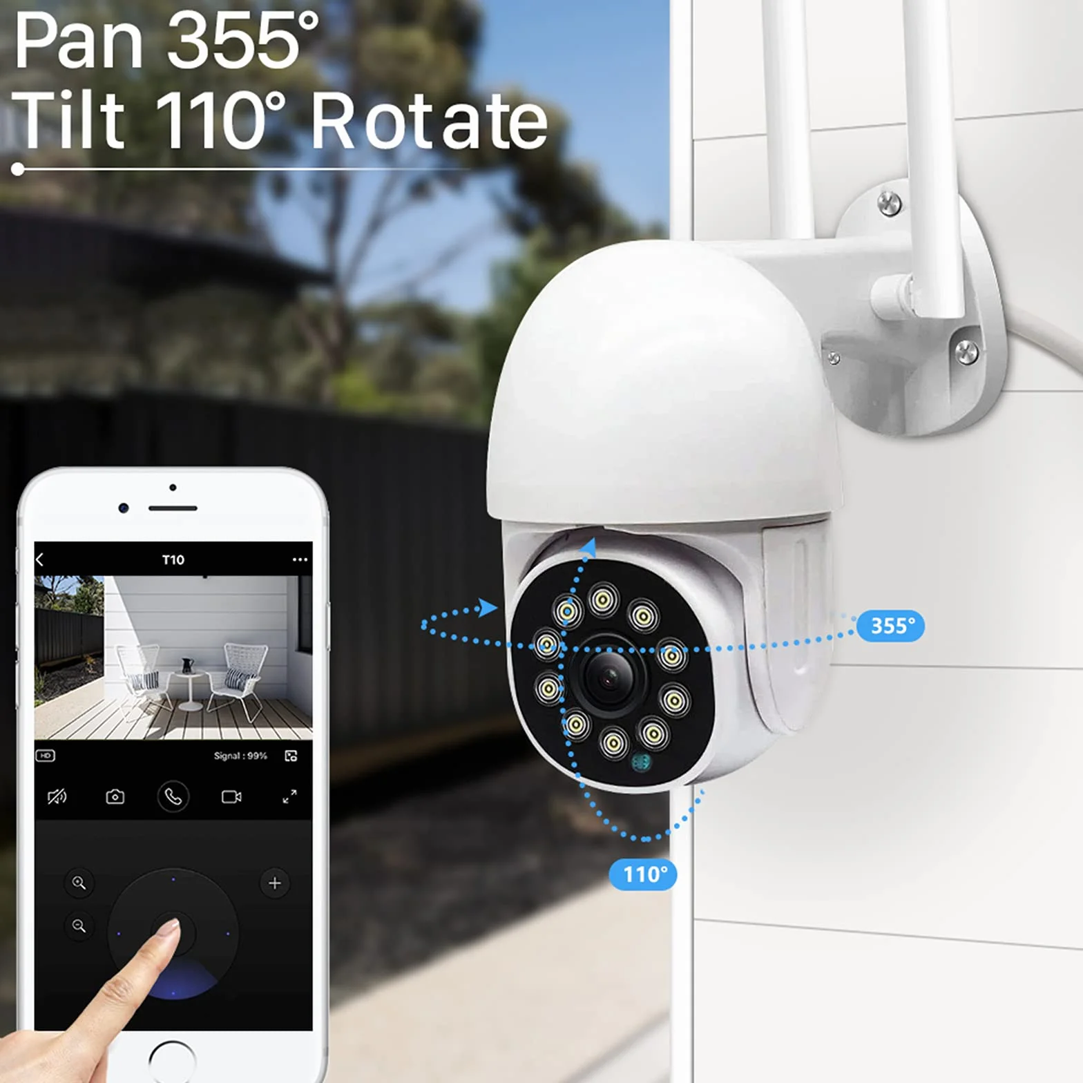 Kamera IP 3MP z 4-krotnym zoomem, WiFi Tuya Inteligentne automatyczne śledzenie domowej kamery bezpieczeństwa, kolorowy noktowizor zewnętrzny wodoodporny nadzór,Camera
