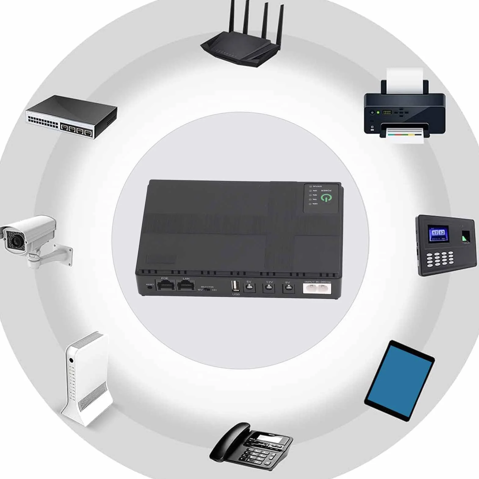 Zasilanie Akumulatorowe Mini UPS, Zasilacz Awaryjny Mini UPS 10400 MAh z Wejściem DC/wyjście USB 5 V DC 5V/9V/12V 2A Akumulator Zapasowy do Routera, Modemu, Kamery Bezpieczeństwa